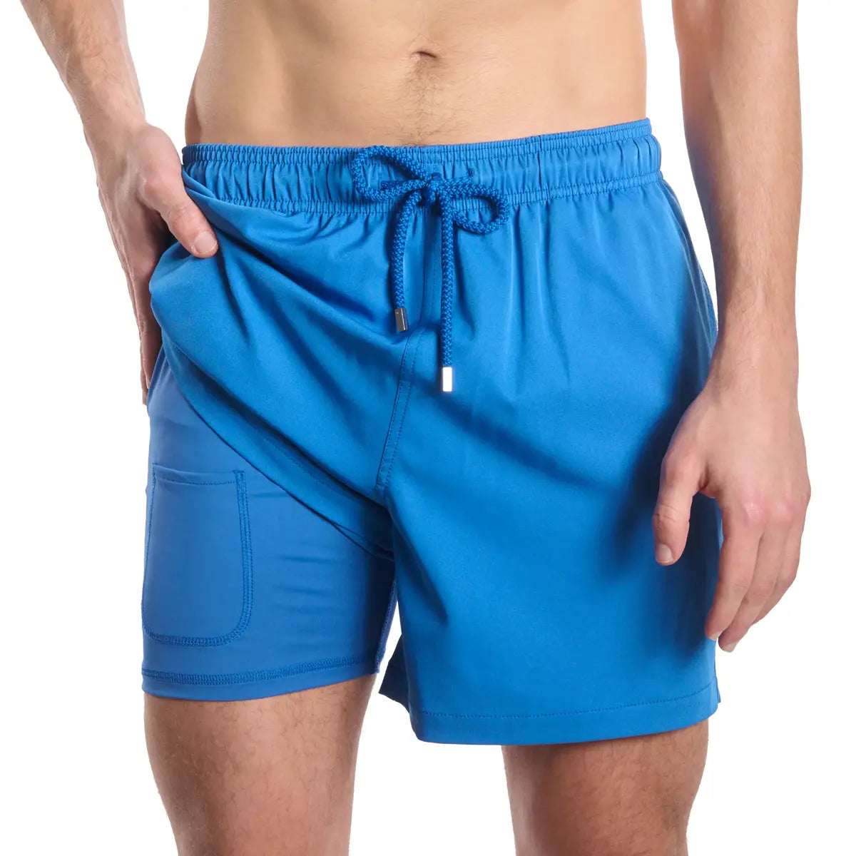 Men’s Premium Compression-Lined Hybrid Shorts – Ocean Blue