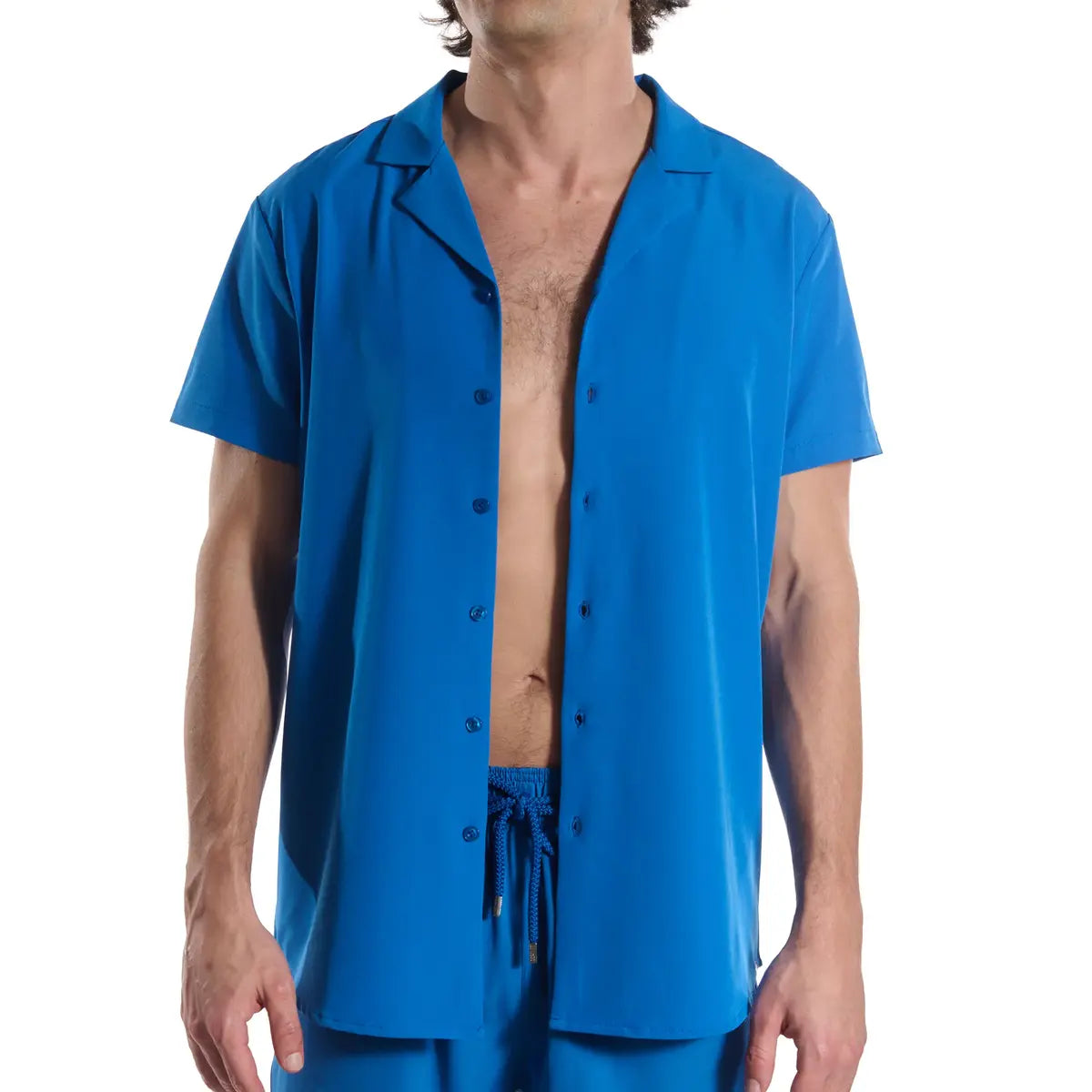 Men’s Short Sleeve Tailored Fit Button-Down Shirt – Ocean Blue