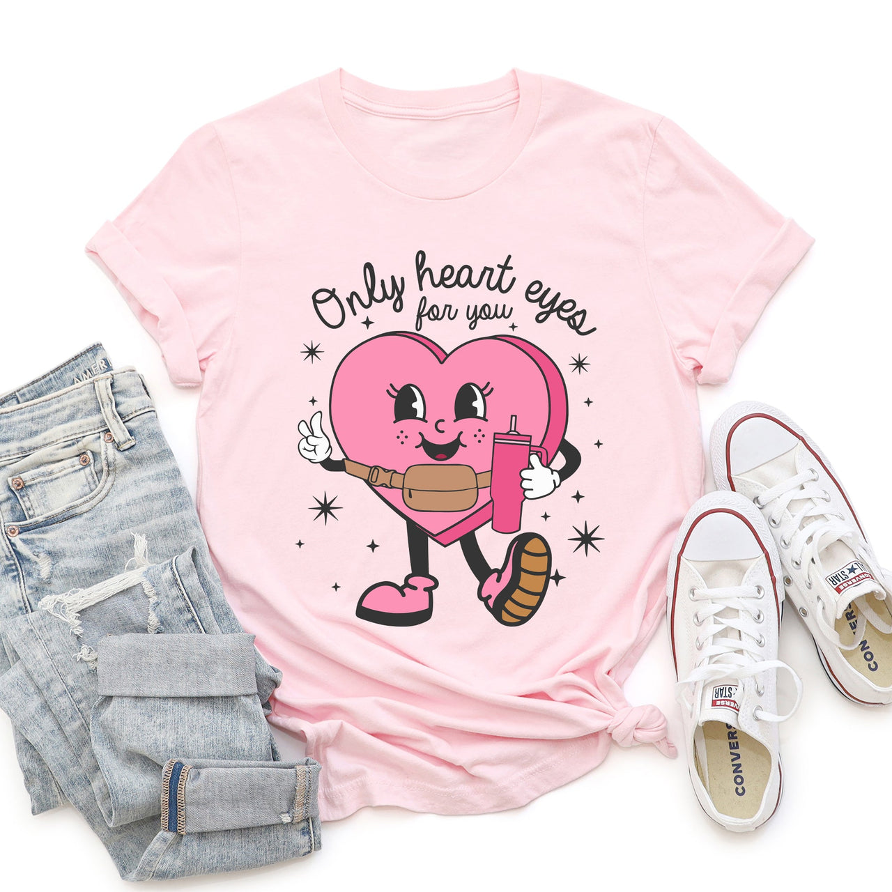 Only Heart Eyes For You Pink Heart Bougie Boojee Valentine Themed Super Soft Graphic Tee