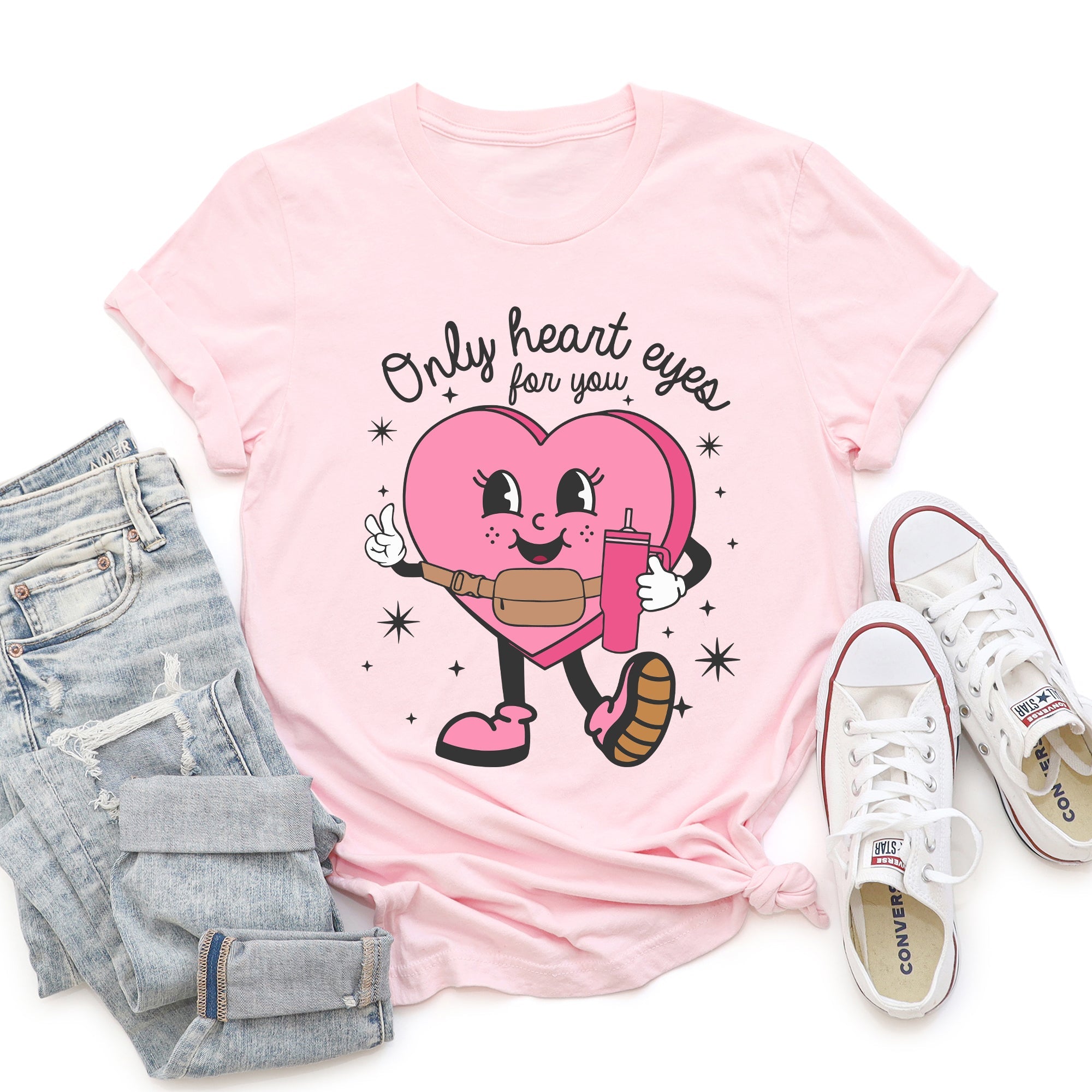 Only Heart Eyes For You Pink Heart Bougie Boojee Valentine Themed Super Soft Graphic Tee