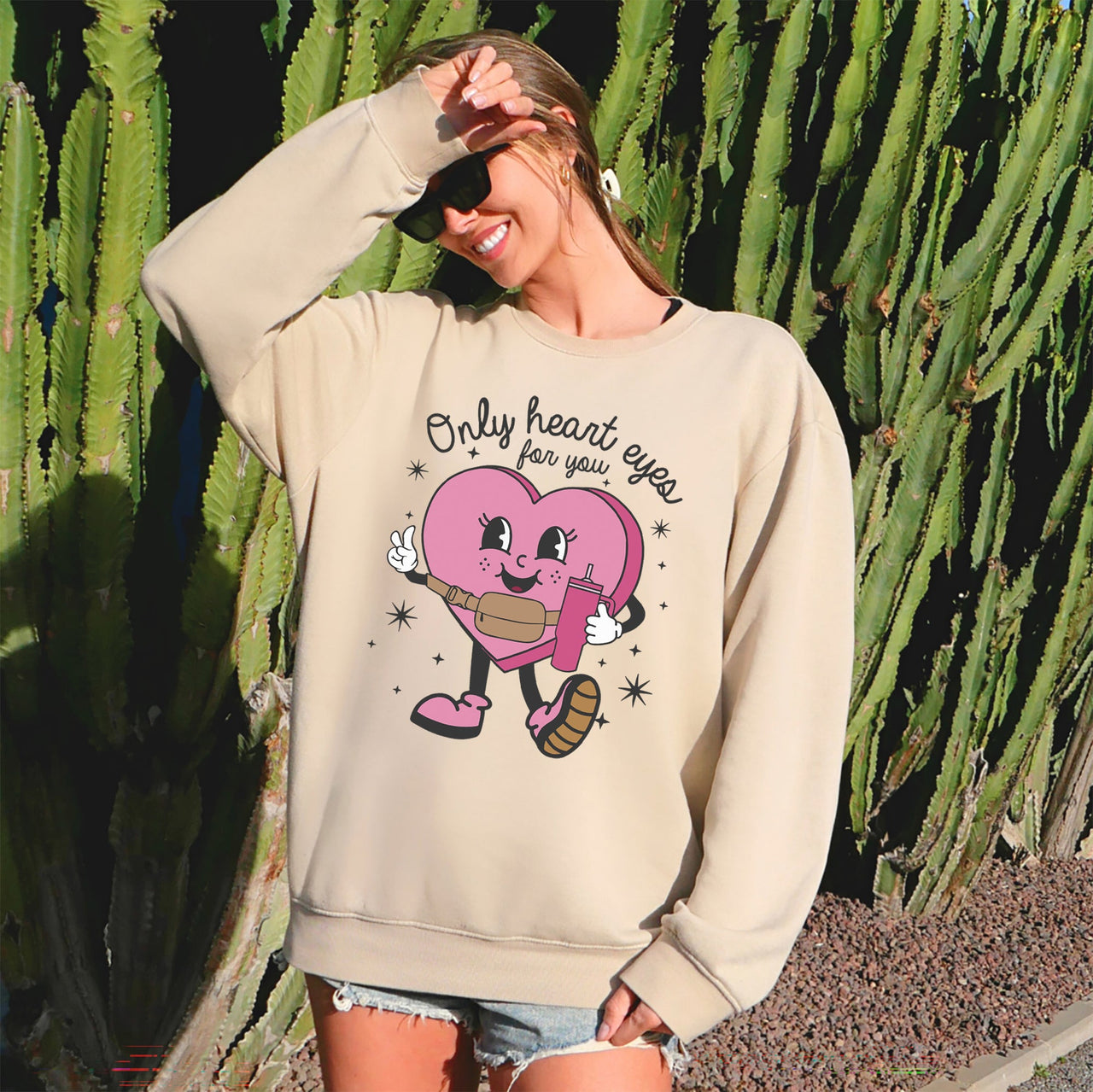 Only Heart Eyes For You Pink Heart Bougie Boojee Valentine Edition Limited Sweatshirt
