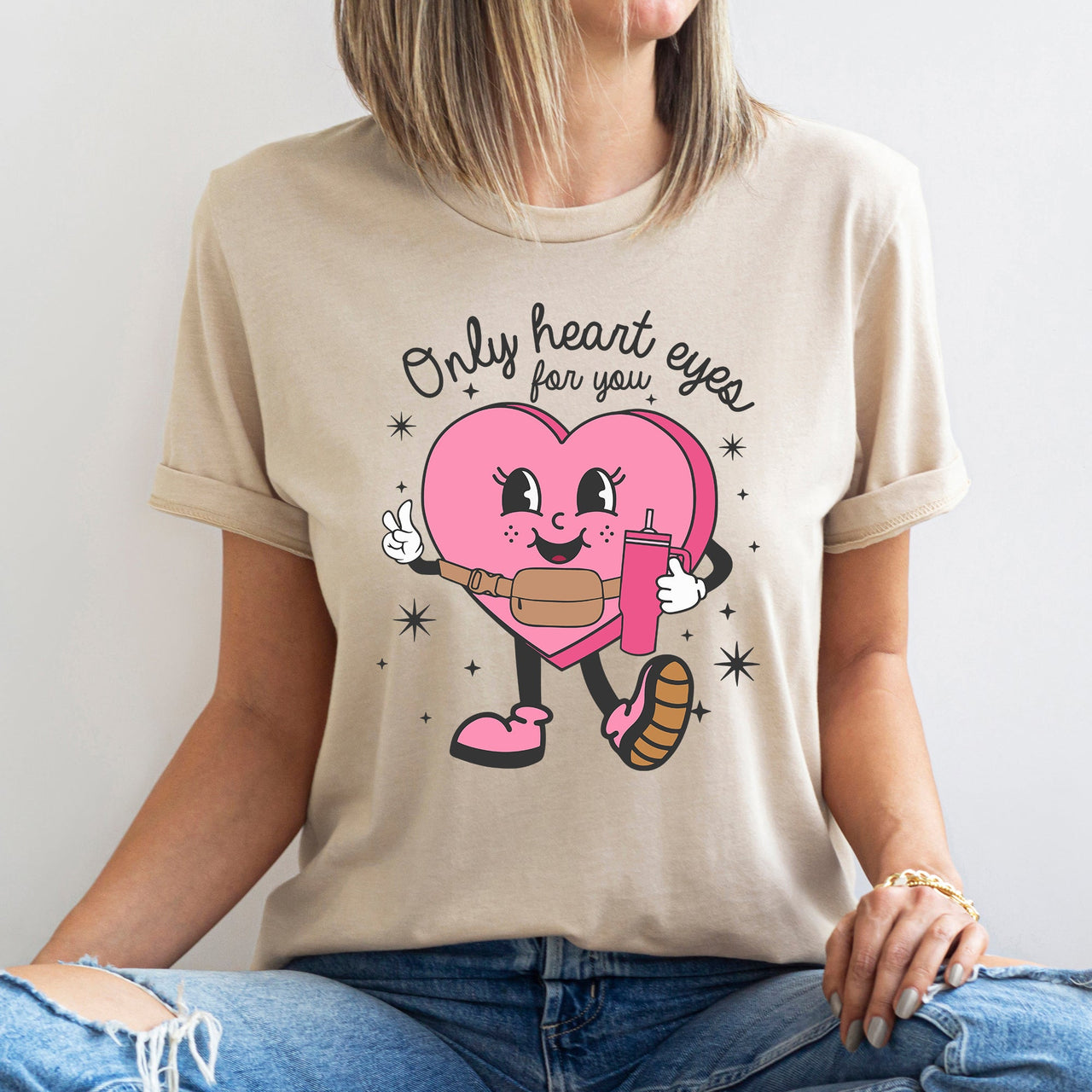 Only Heart Eyes For You Pink Heart Bougie Boojee Valentine Themed Super Soft Graphic Tee