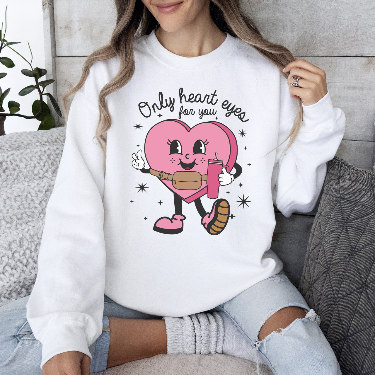 Only Heart Eyes For You Pink Heart Bougie Boojee Valentine Edition Limited Sweatshirt