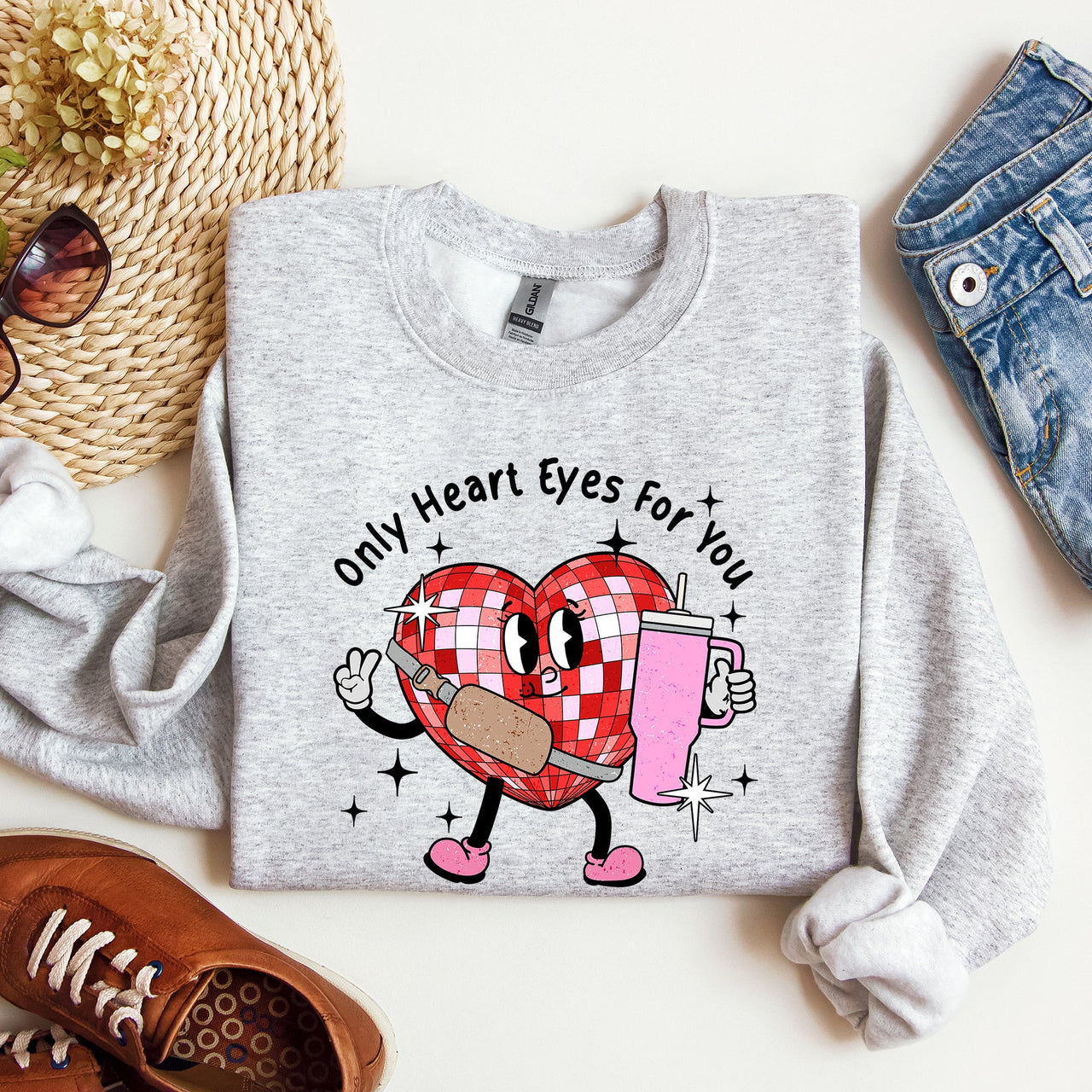 Only Heart Eyes For You Disco Heart Bougie Boojee Valentine's Day Edition Sweatshirt