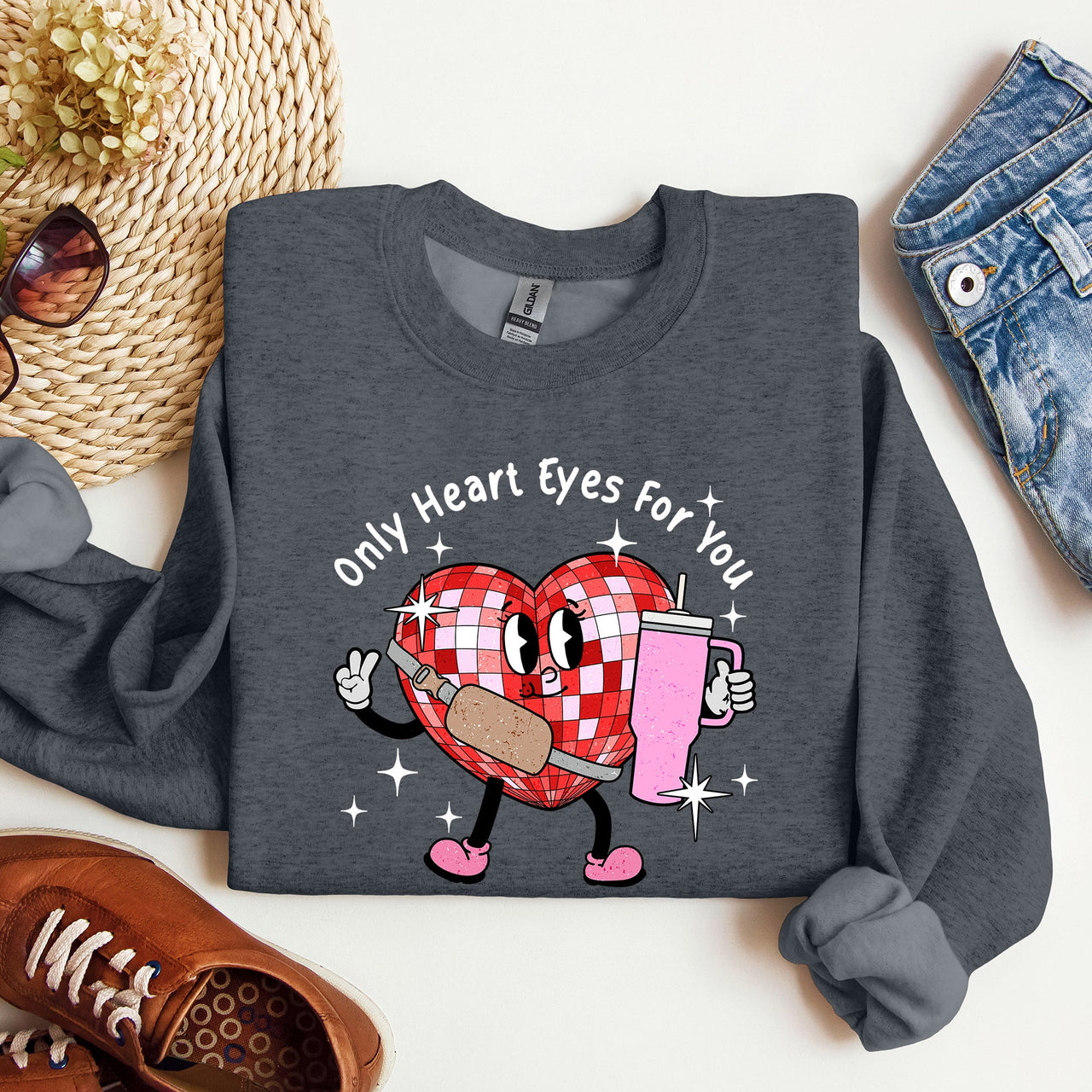 Only Heart Eyes For You Disco Heart Bougie Boojee Valentine's Day Edition Sweatshirt