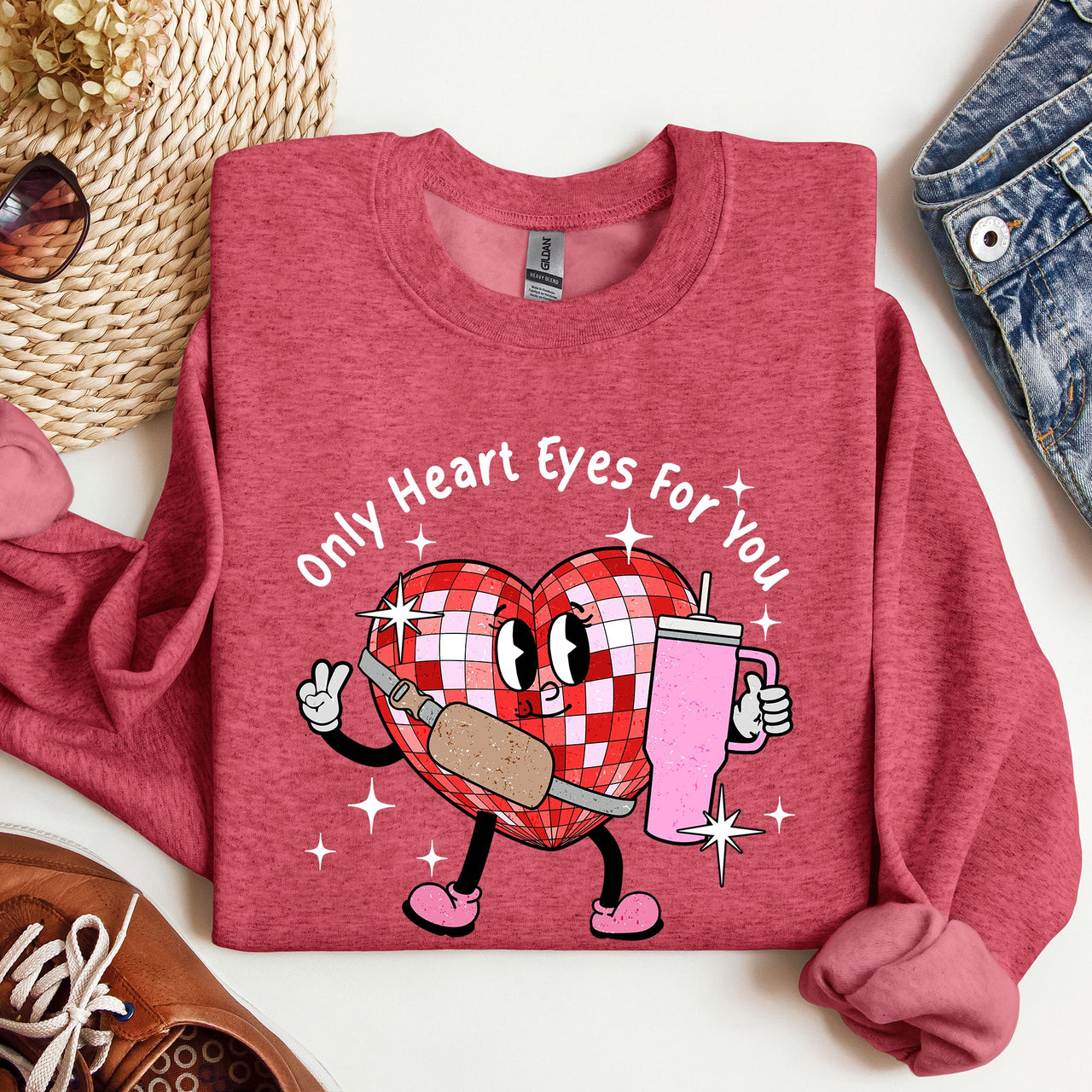 Only Heart Eyes For You Disco Heart Bougie Boojee Valentine's Day Edition Sweatshirt