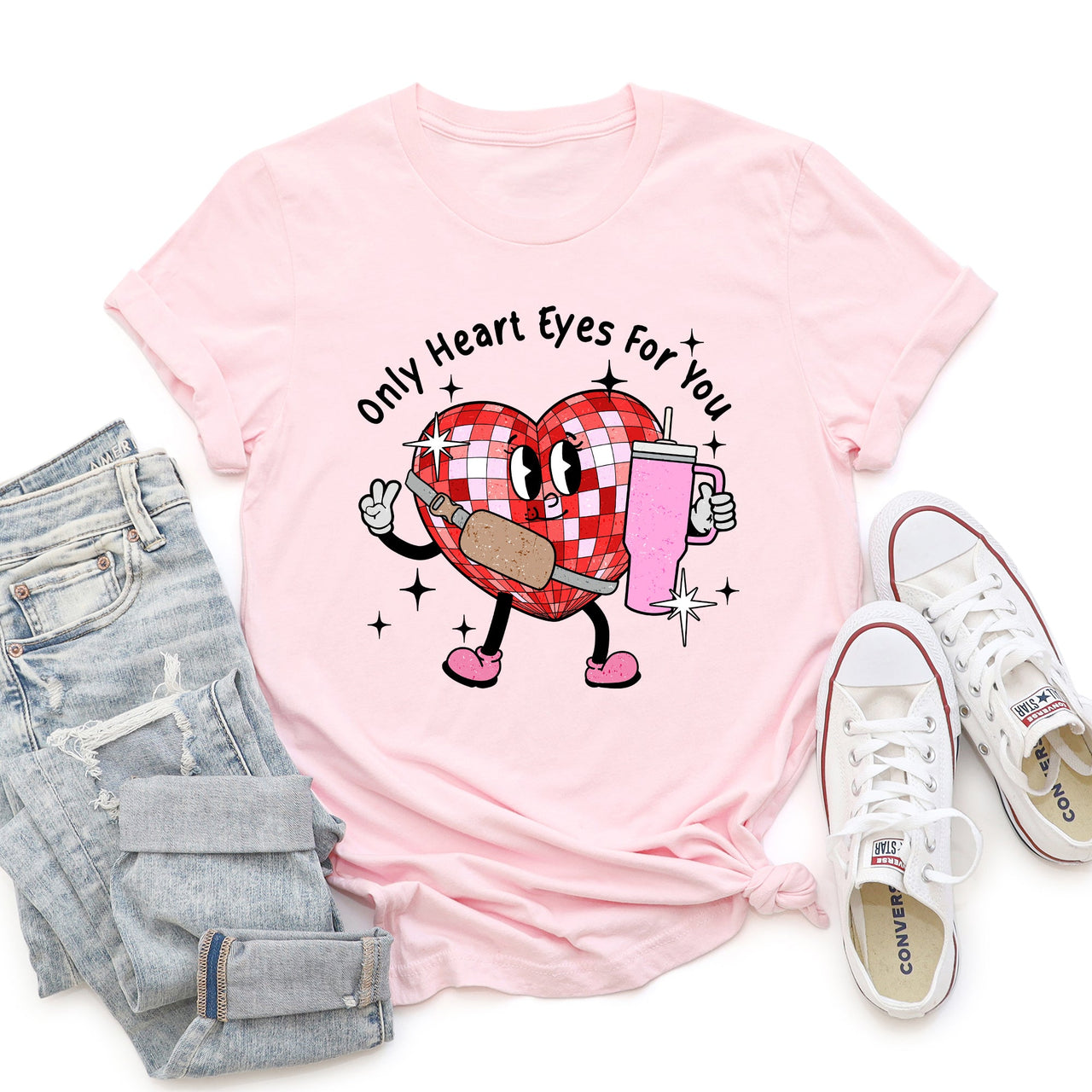 Only Heart Eyes For You Disco Heart Bougie Boojee Illustration Premium Graphic Tee
