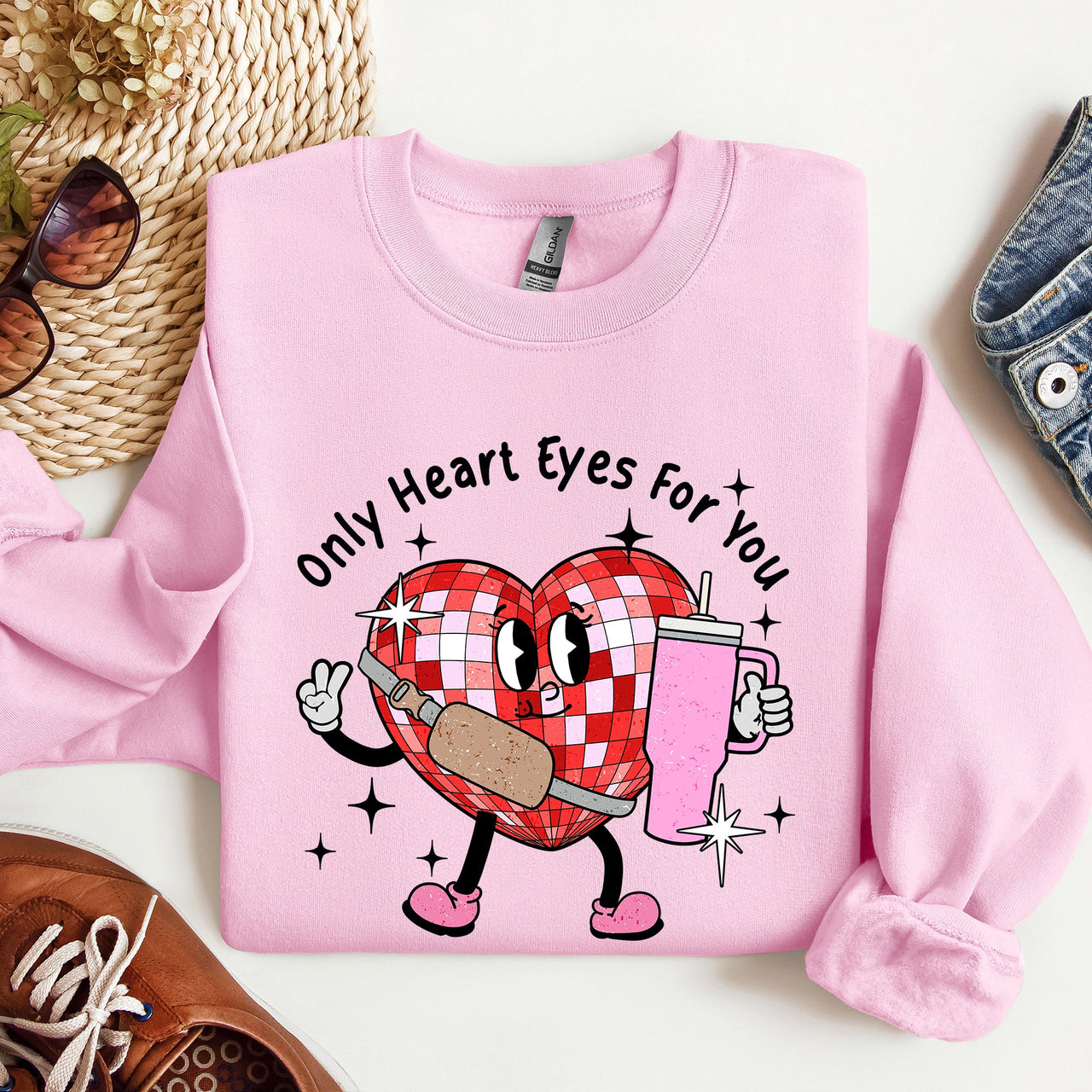 Only Heart Eyes For You Disco Heart Bougie Boojee Valentine's Day Edition Sweatshirt
