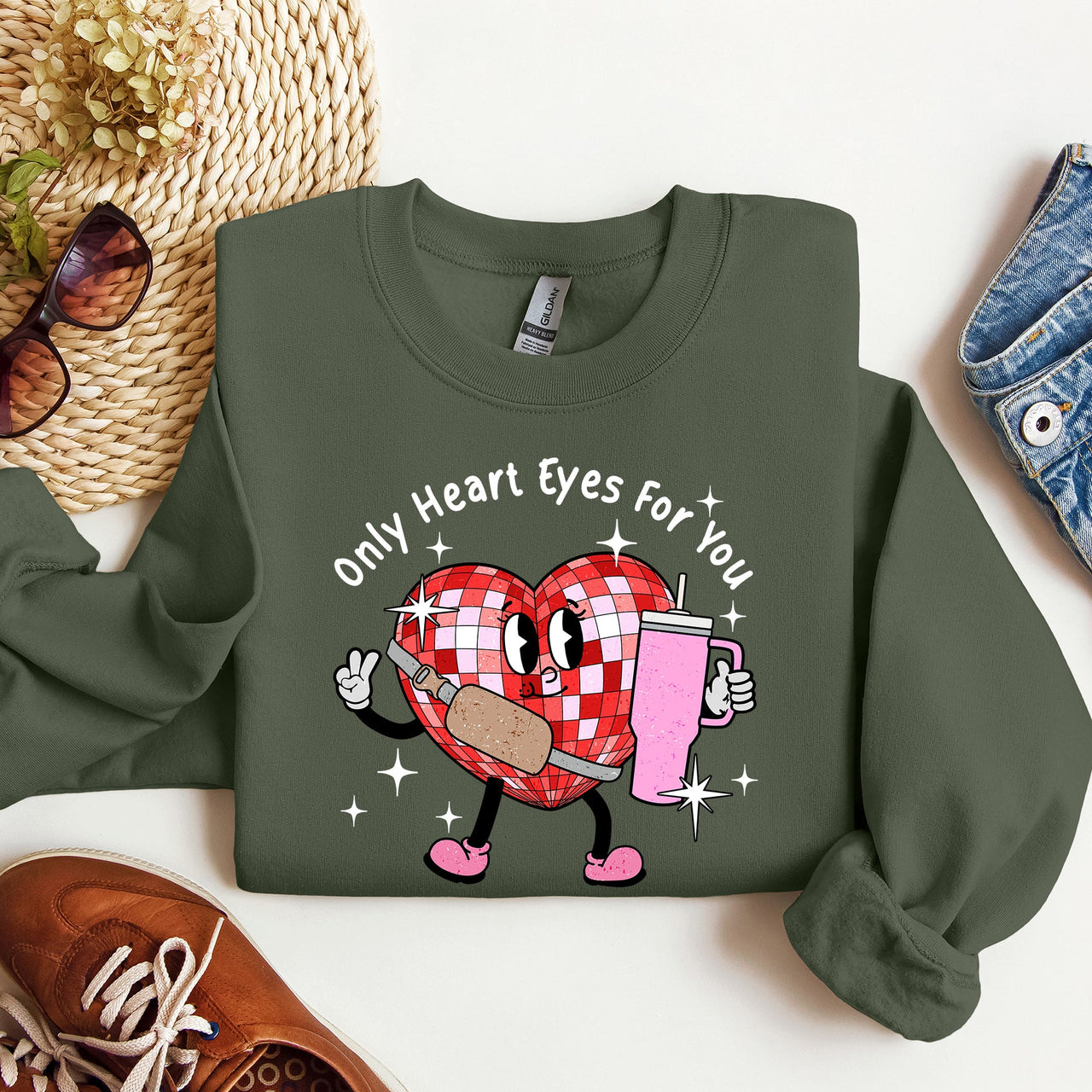 Only Heart Eyes For You Disco Heart Bougie Boojee Valentine's Day Edition Sweatshirt