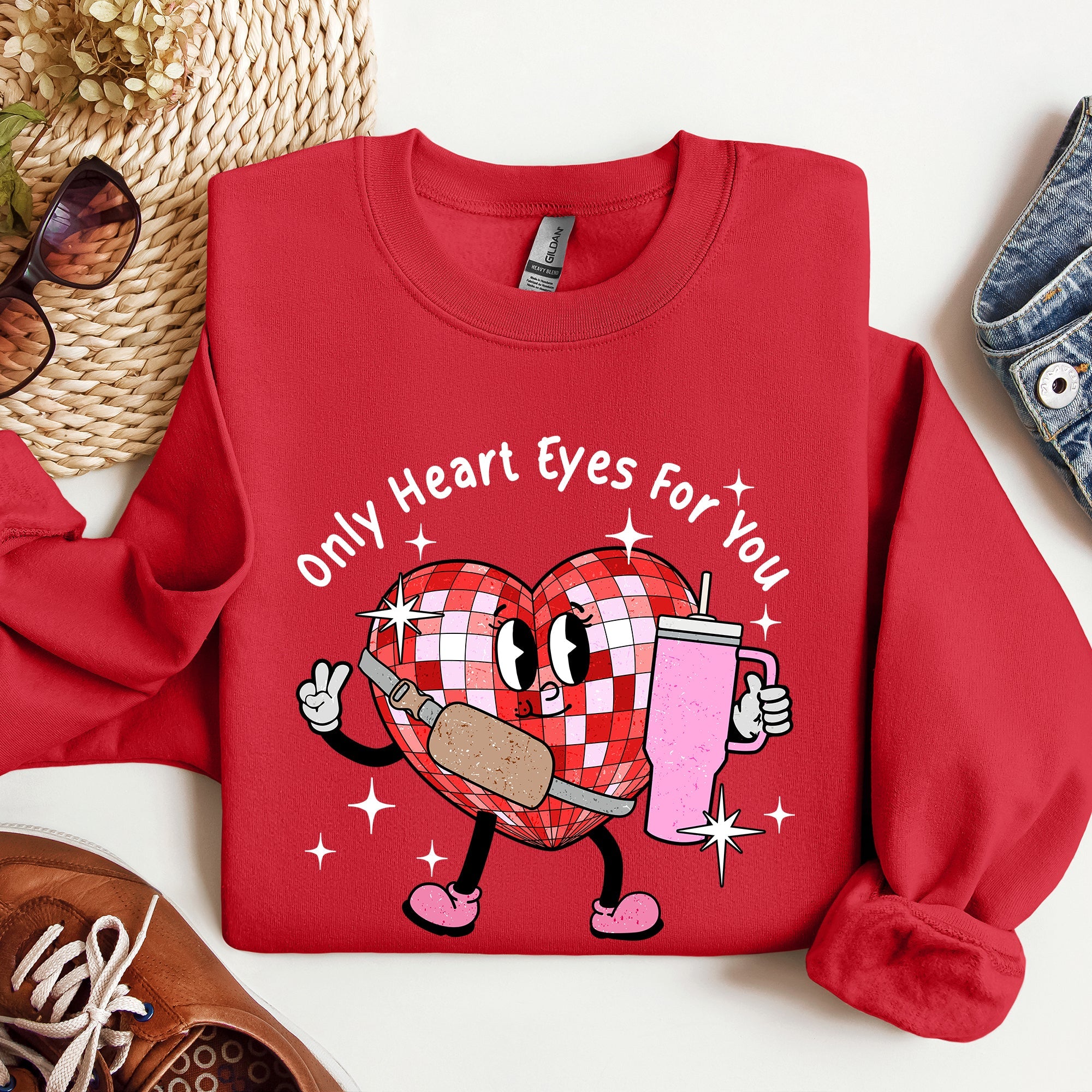 Only Heart Eyes For You Disco Heart Bougie Boojee Valentine's Day Edition Sweatshirt