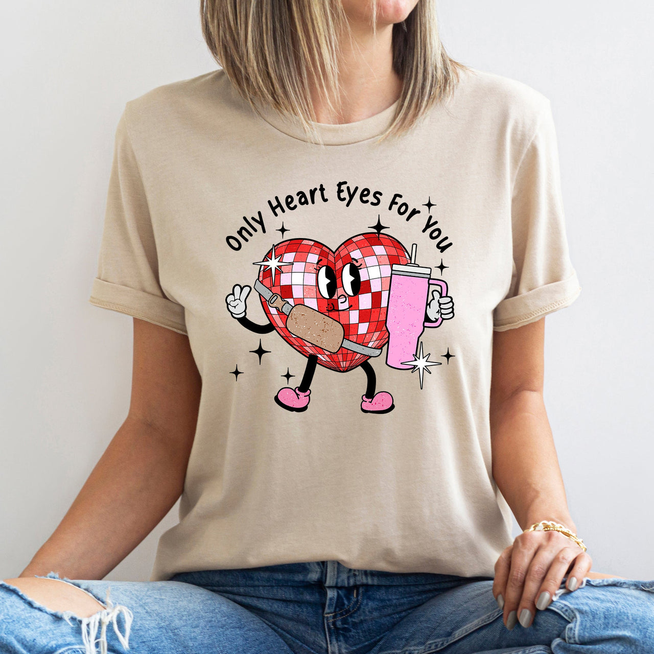 Only Heart Eyes For You Disco Heart Bougie Boojee Illustration Premium Graphic Tee