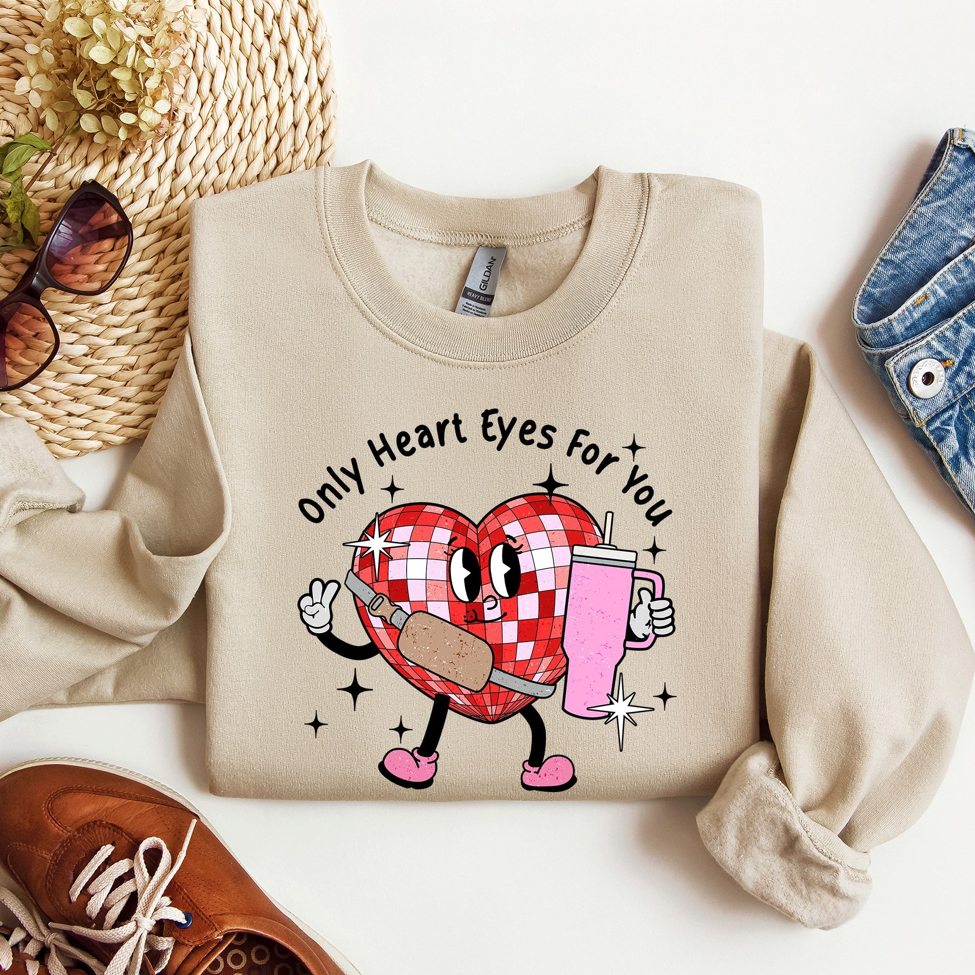 Only Heart Eyes For You Disco Heart Bougie Boojee Valentine's Day Edition Sweatshirt