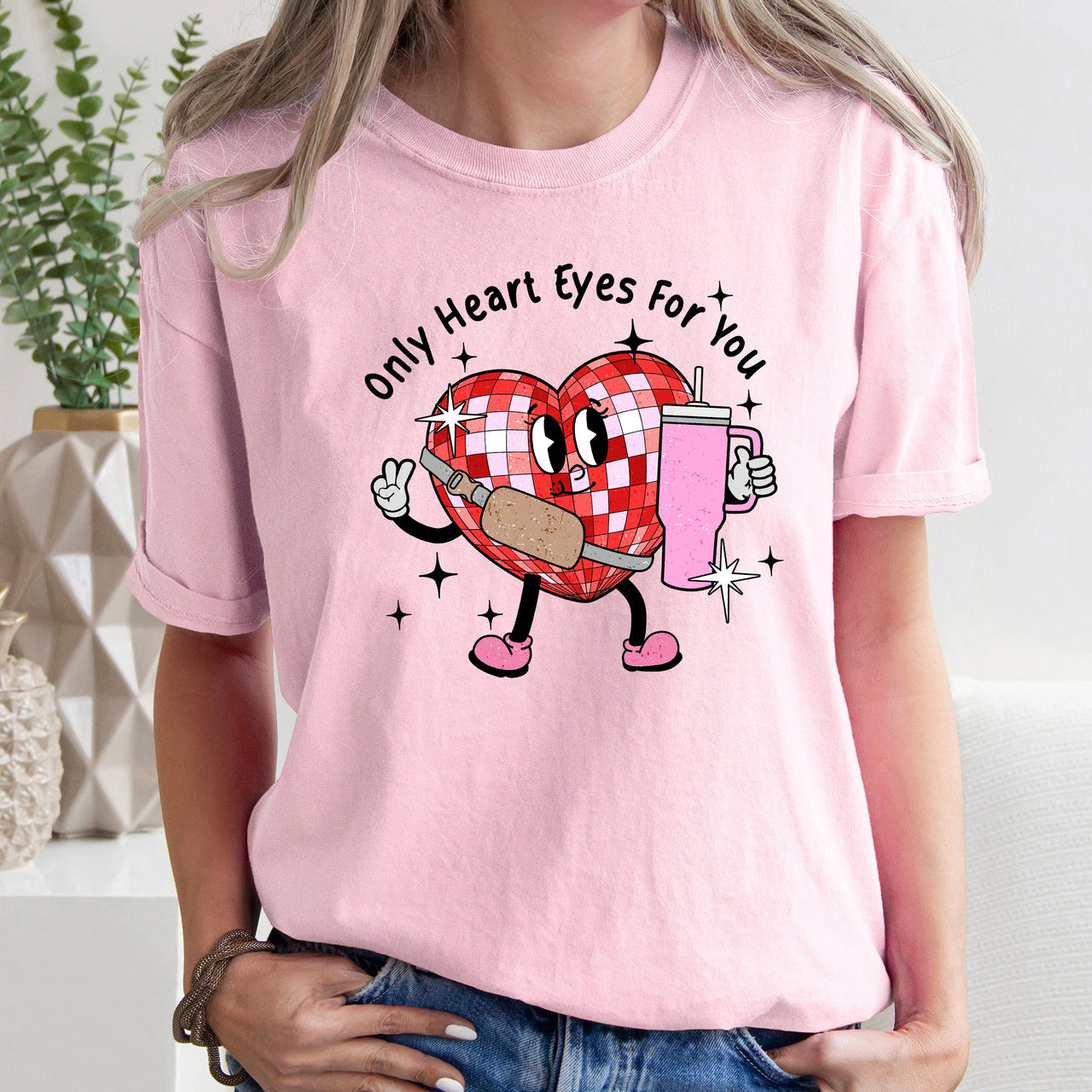Only Heart Eyes For You Disco Heart Bougie Boojee Valentine's Day Comfort Colors Tee