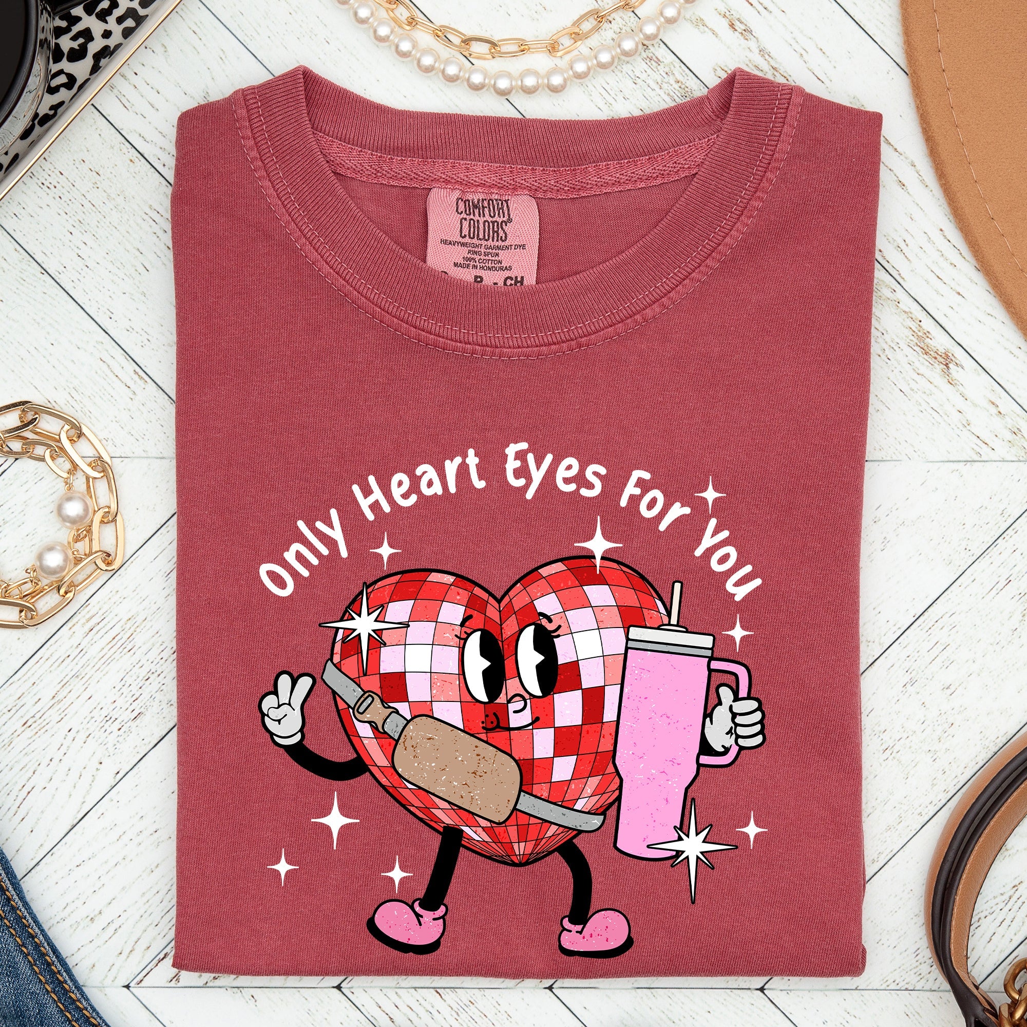 Only Heart Eyes For You Disco Heart Bougie Boojee Valentine's Day Comfort Colors Tee