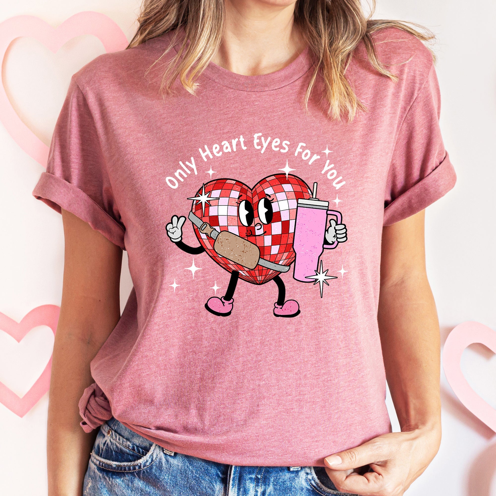 Only Heart Eyes For You Disco Heart Bougie Boojee Illustration Premium Graphic Tee