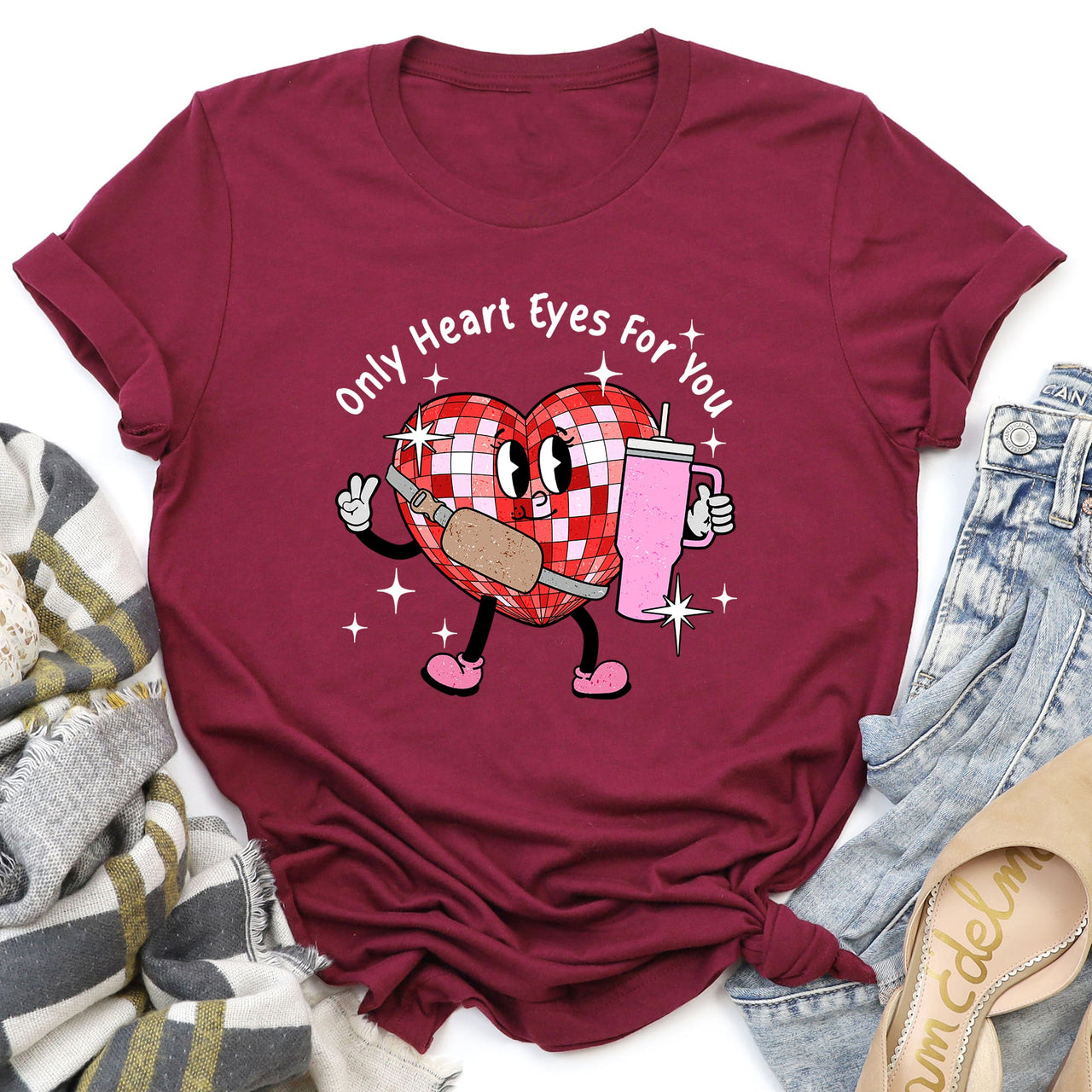 Only Heart Eyes For You Disco Heart Bougie Boojee Illustration Premium Graphic Tee