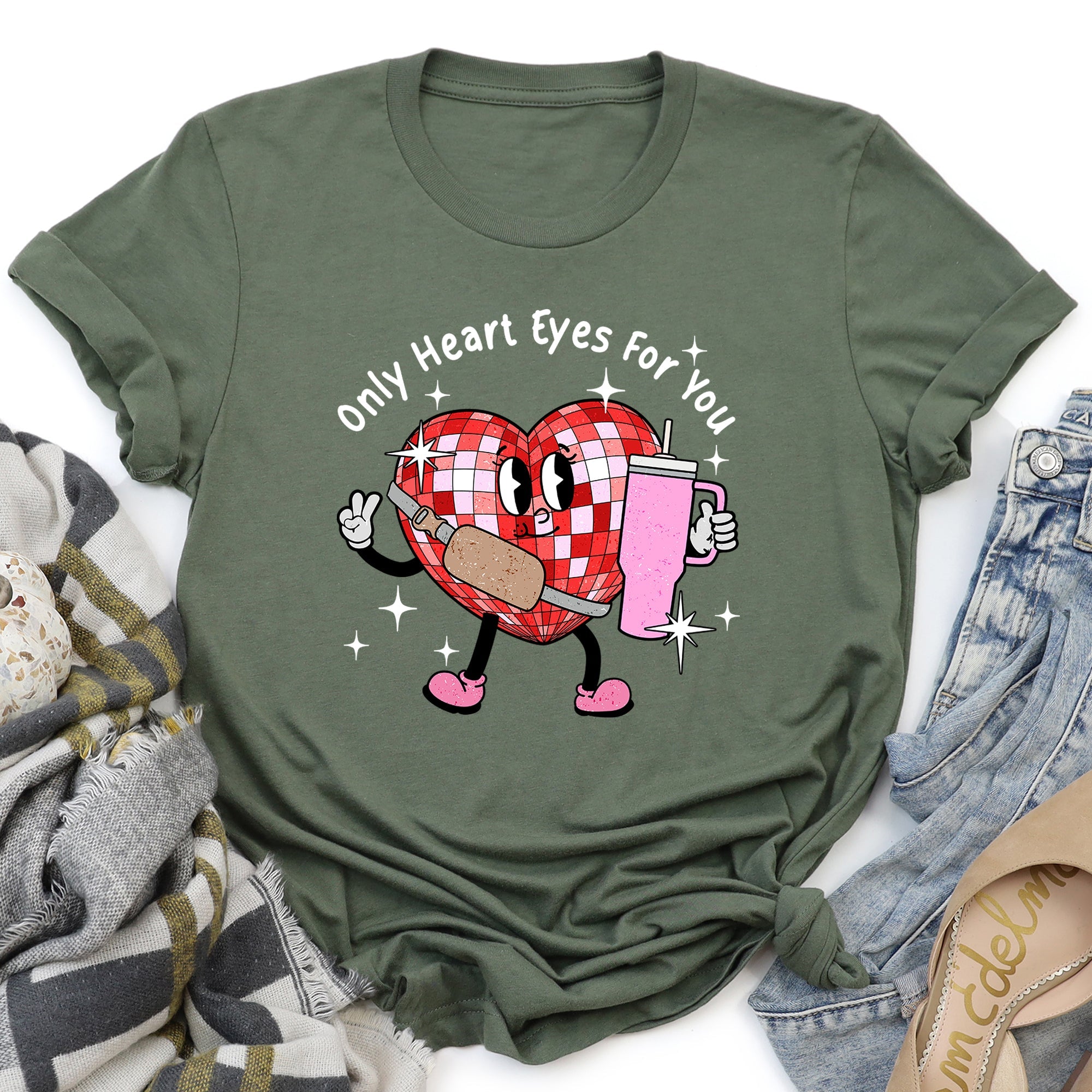 Only Heart Eyes For You Disco Heart Bougie Boojee Illustration Premium Graphic Tee
