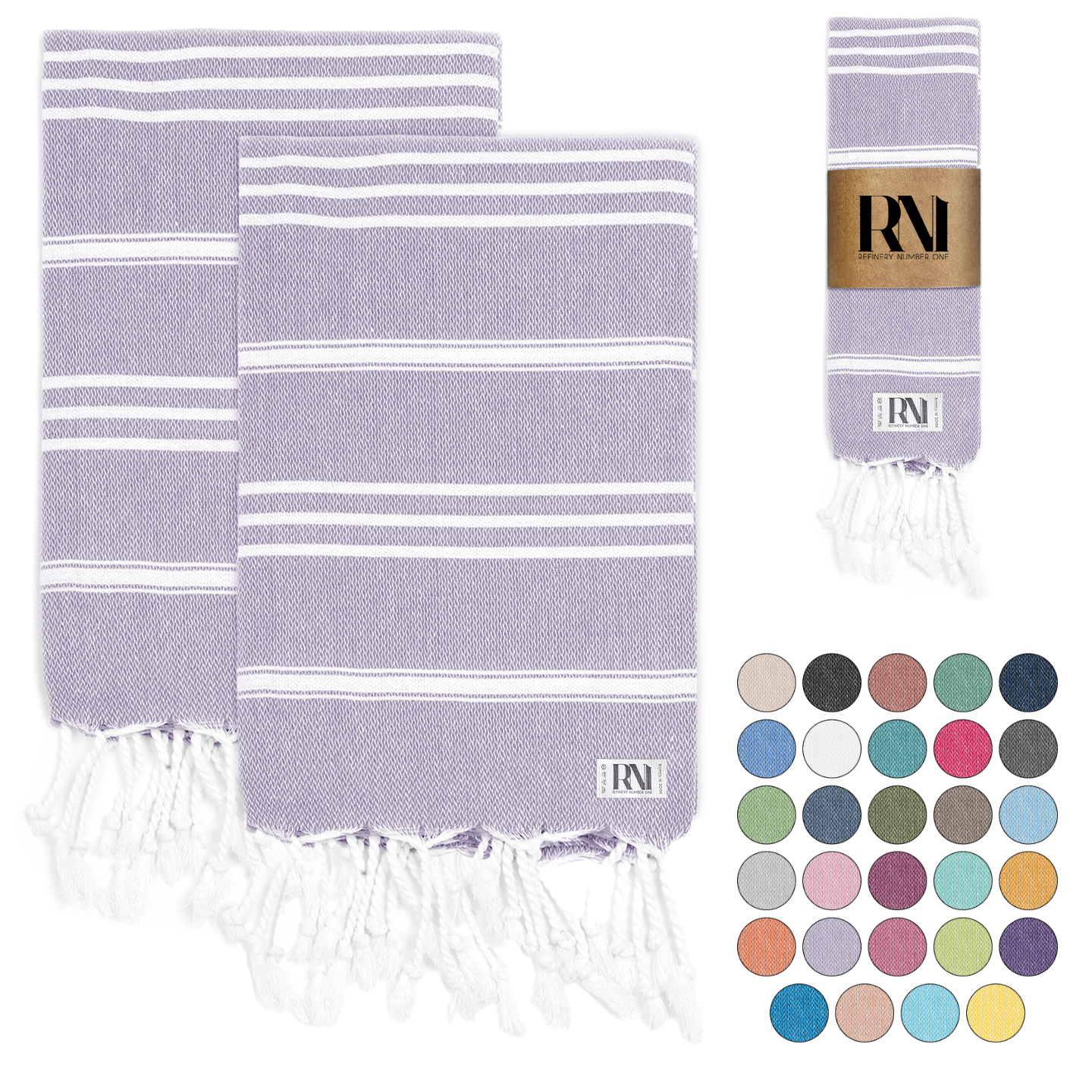 Istanbul Classic Turkish Hand Towel Set for Kitchen, Bath, Beach, Gym, Yoga and Travel