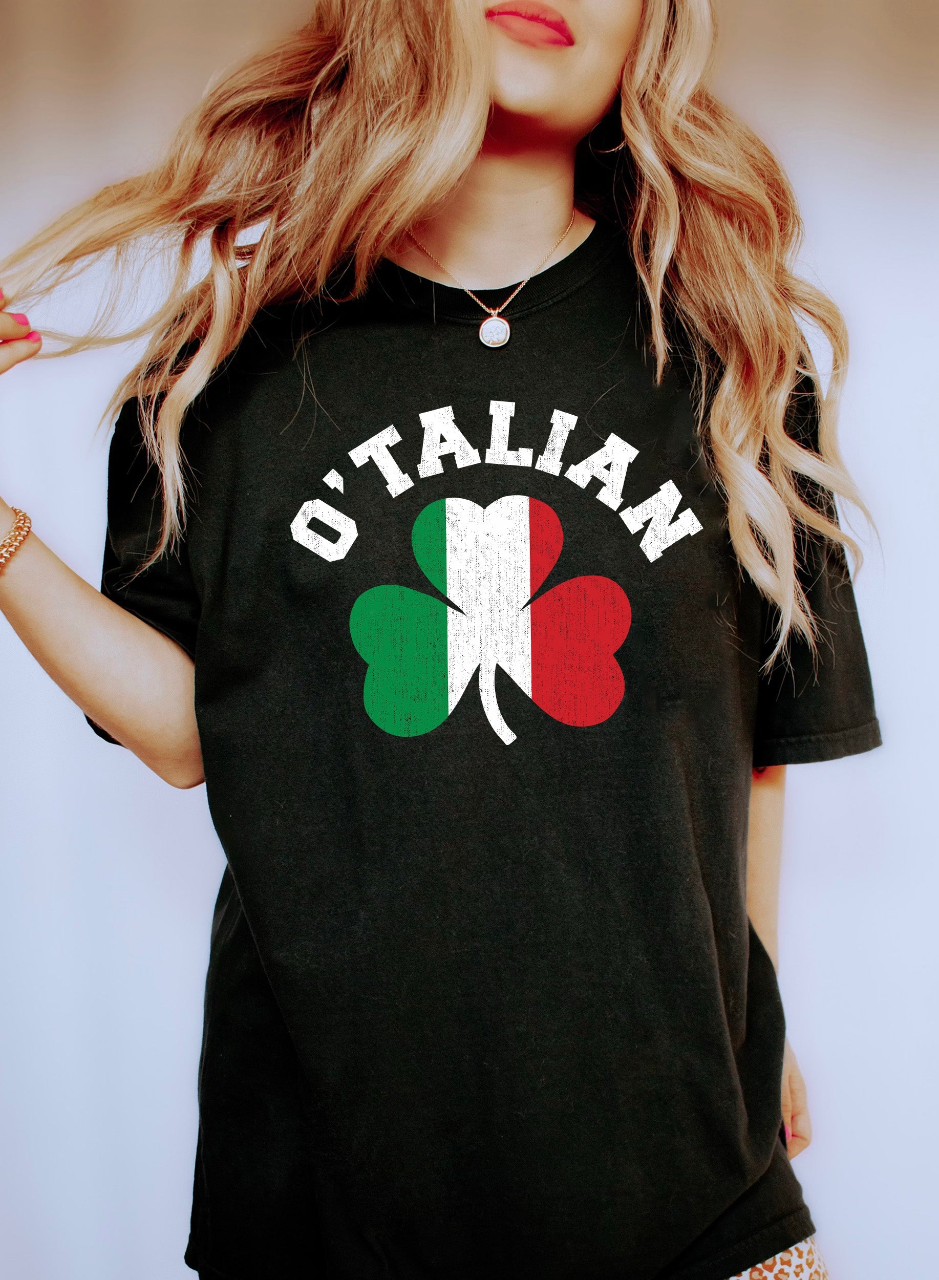 O'Talian Clover With Italian Flag Comfort Colors Premium Cotton Made In USA Limited Edition Tee