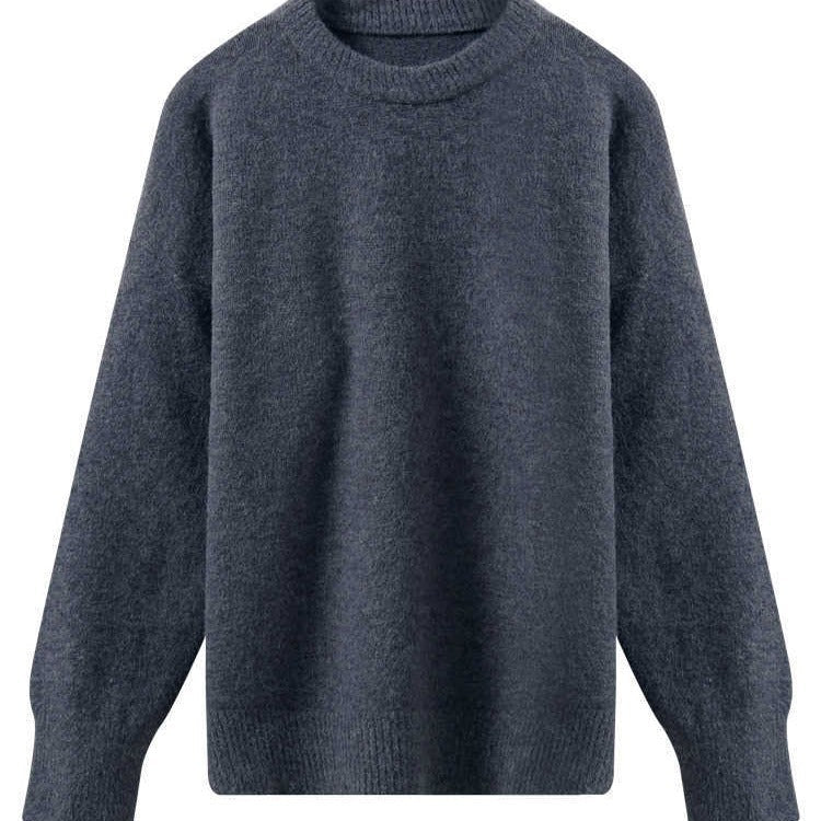 Oversized Round Neck Pullover Sweater | Solid Color Knit Base Layer Top(MS168)