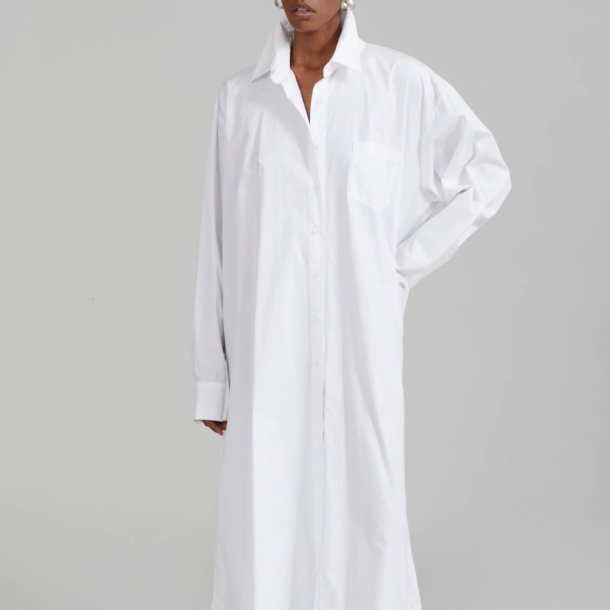 Oversized Shirt Dress with Side Slits(MS332)