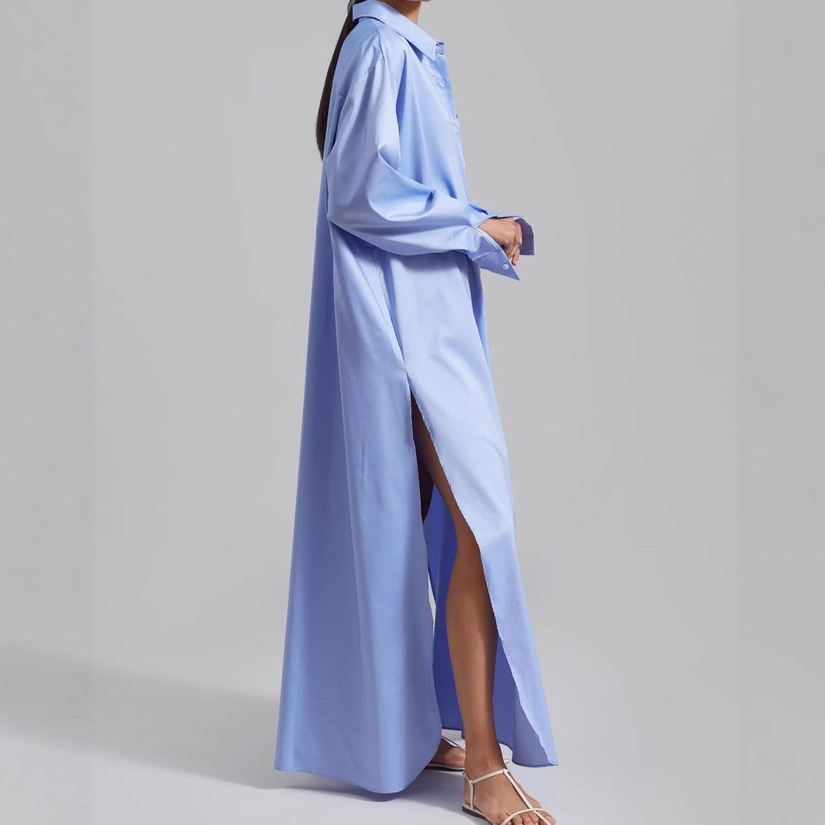 Oversized Shirt Dress with Side Slits(MS332)