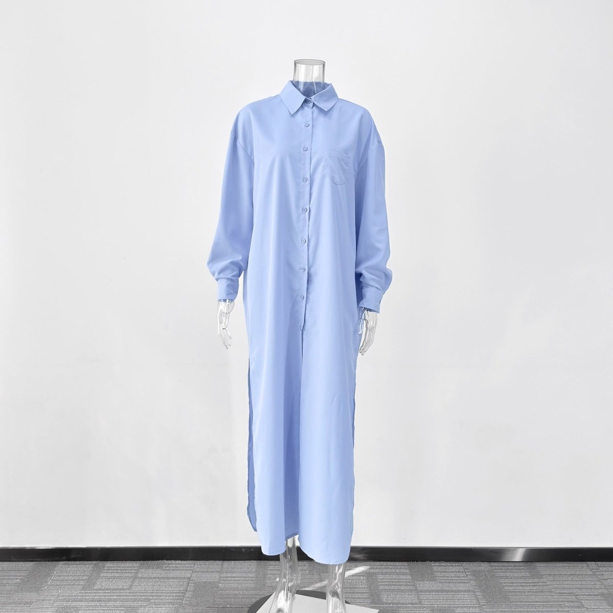 Oversized Shirt Dress with Side Slits(MS332)