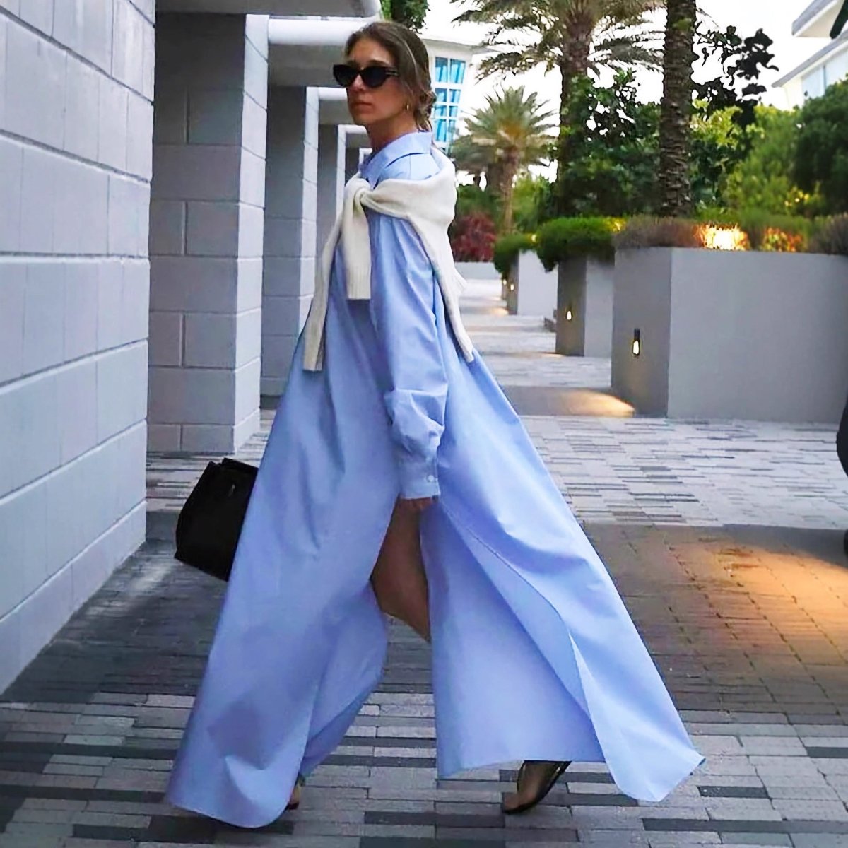 Oversized Shirt Dress with Side Slits(MS332)