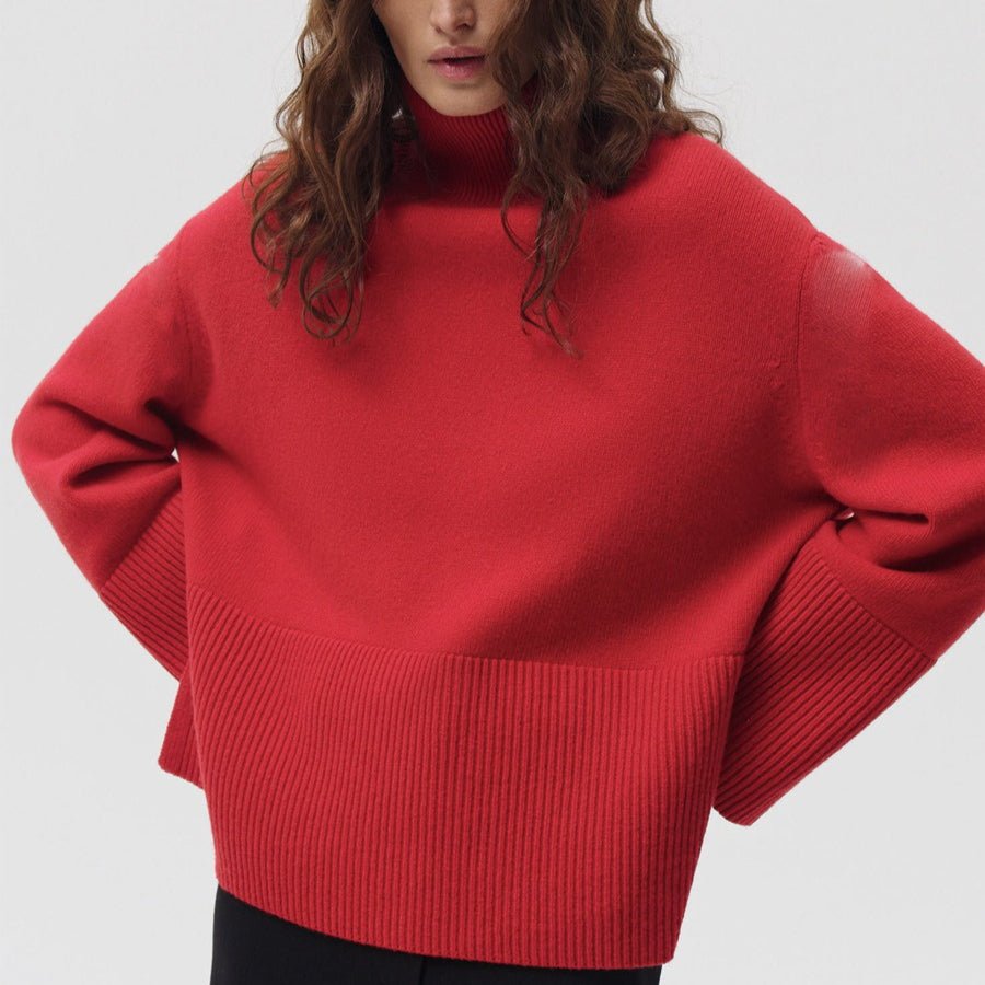 Oversized Turtleneck Sweater with Side Slits(MS251)