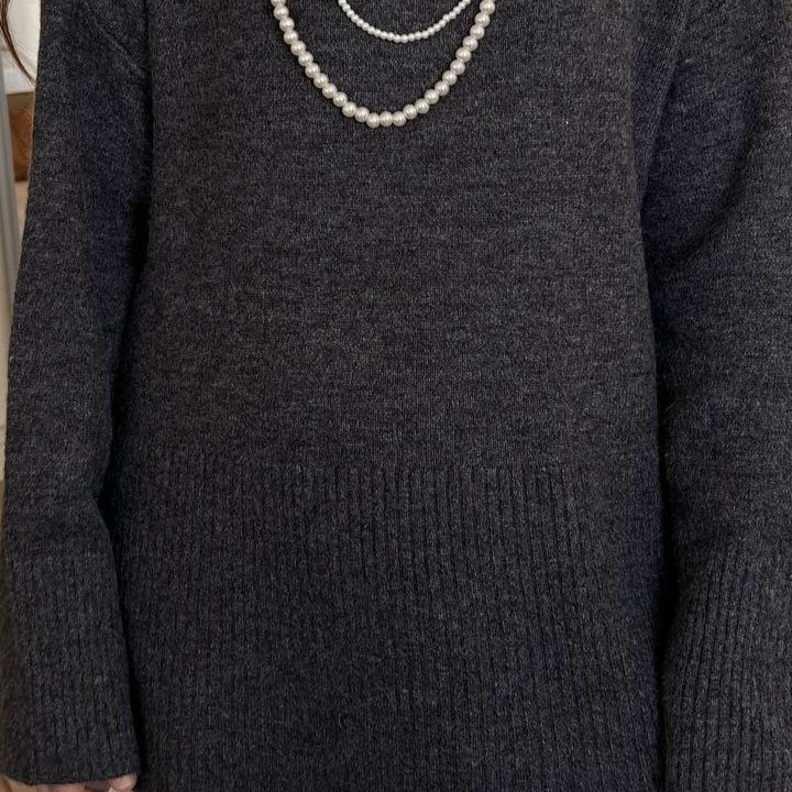 Oversized Turtleneck Sweater with Side Slits(MS251)