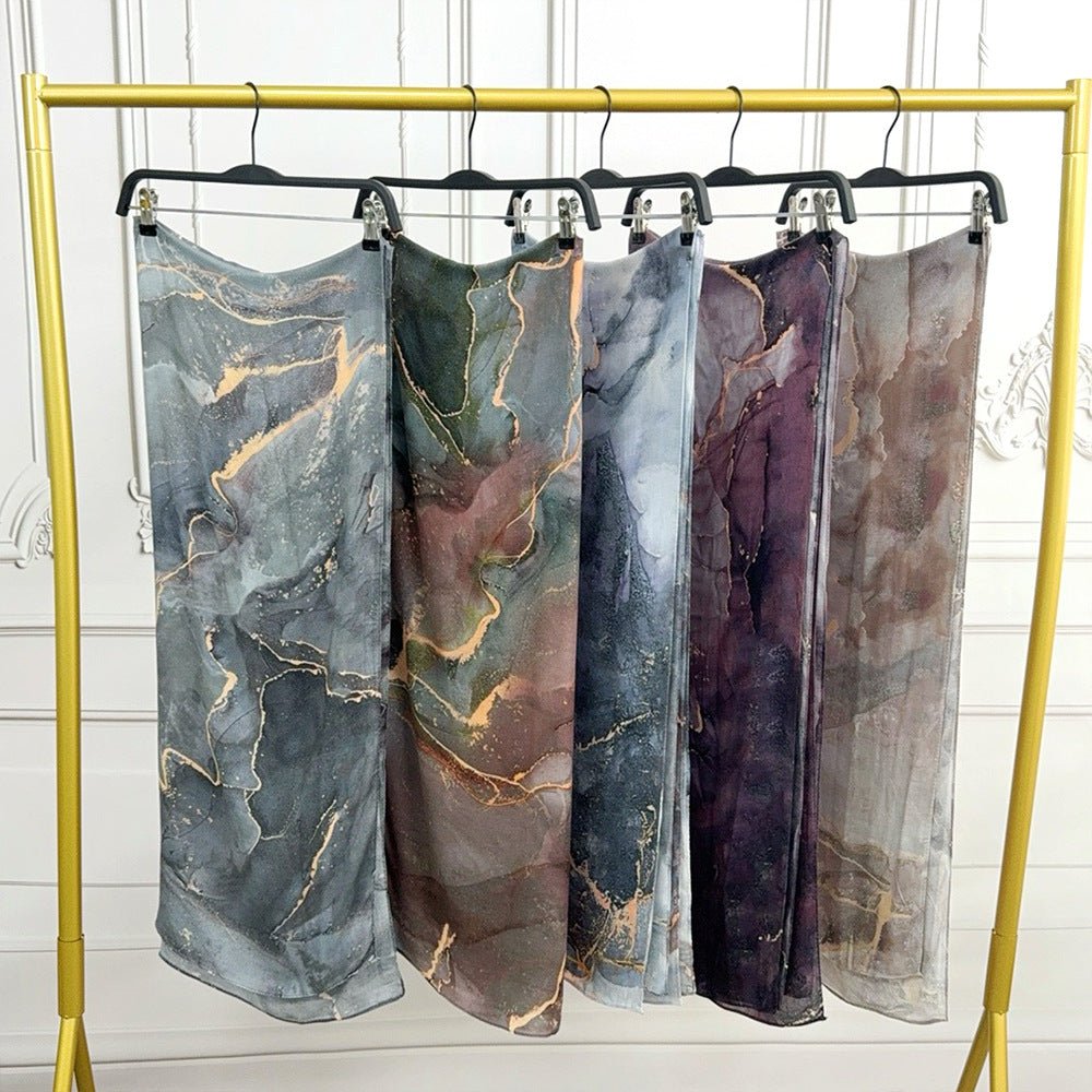 Painted Watercolor Cotton Hijab in Bohemian Style (MH141)