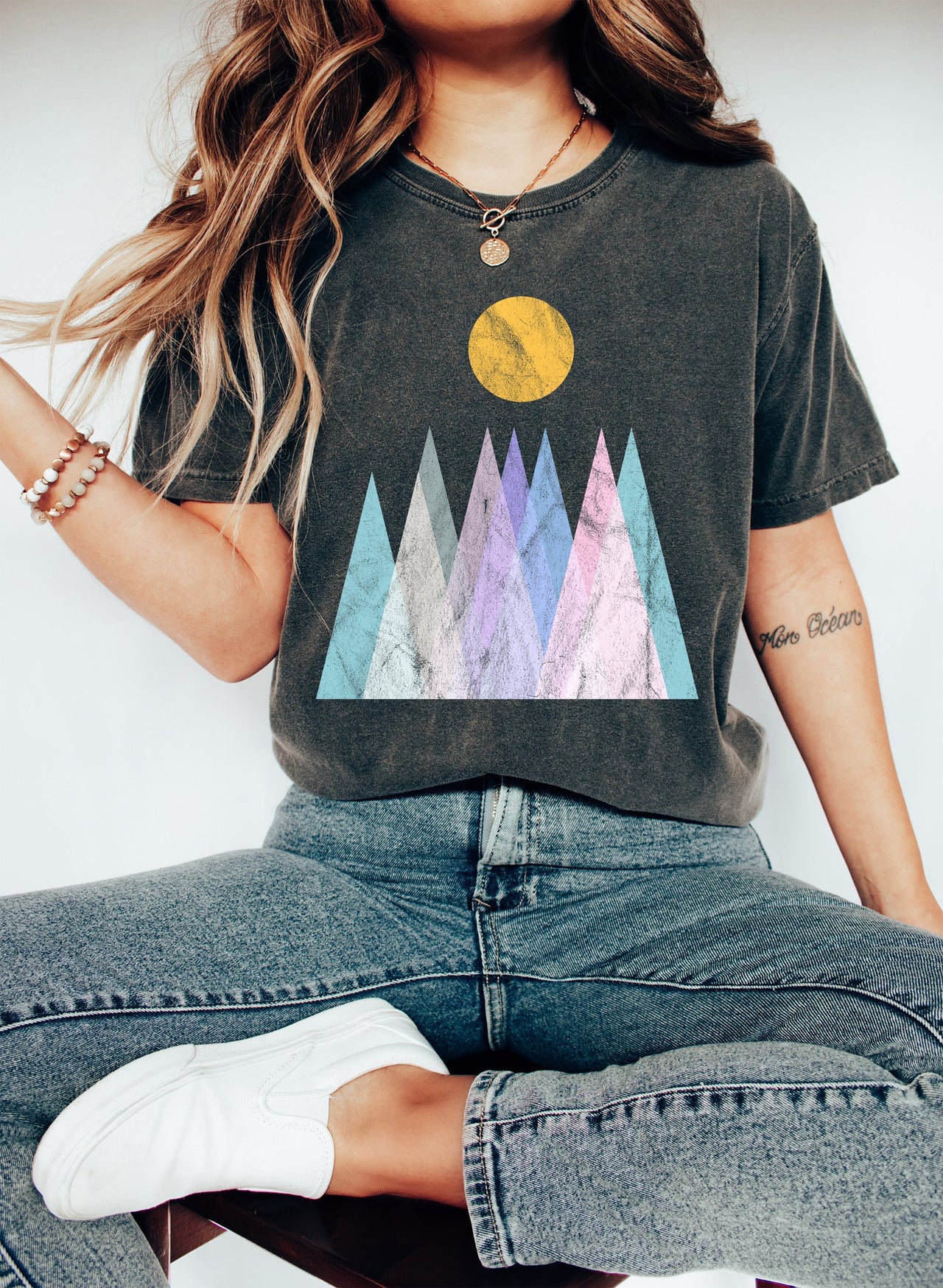 Abstract Pastel Mountains And The Sun Landscape Fine Art Edition Limited Release Comfort Colors Tee