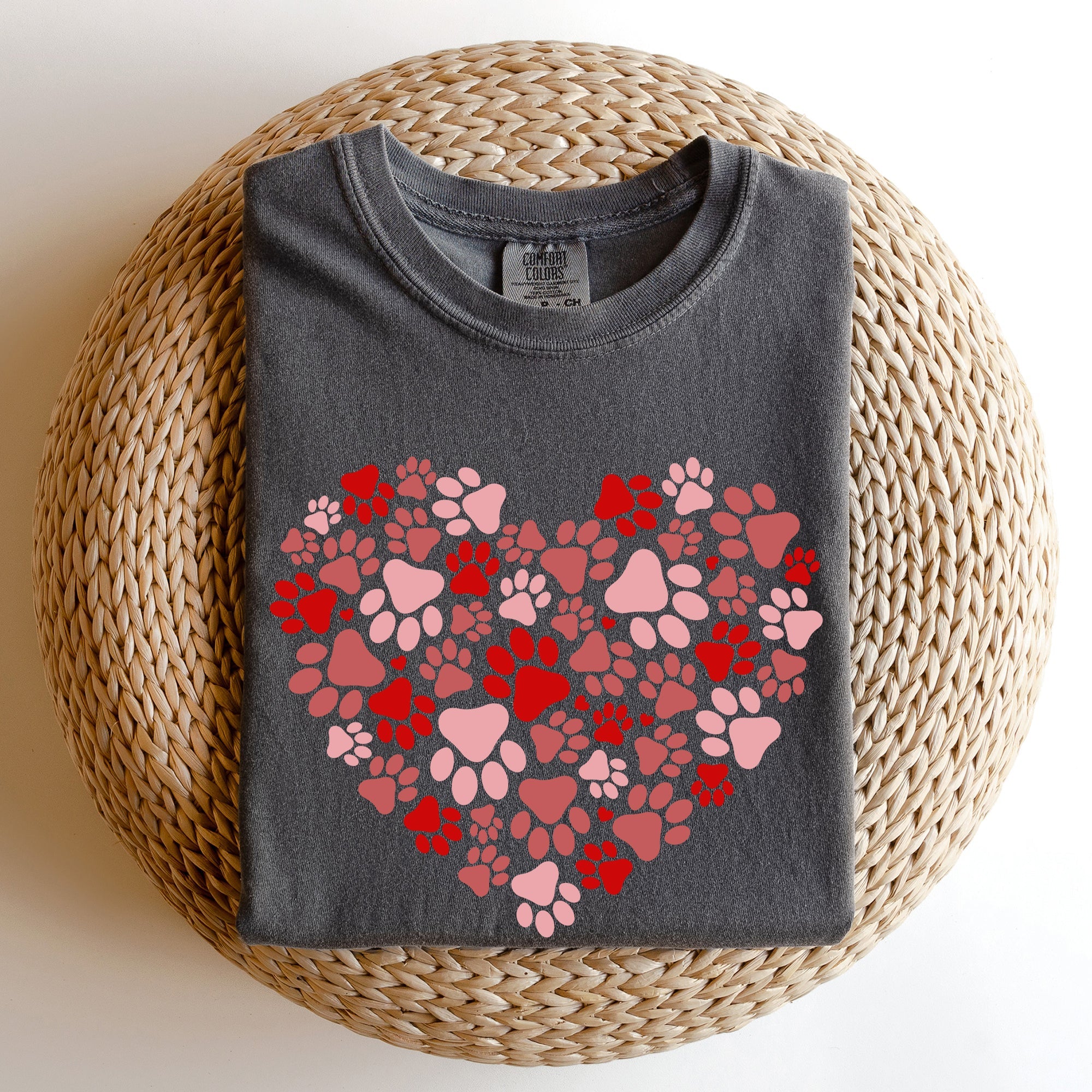 Paw Print Heart Pets Dogs Cats Love For Pet Lovers Gift For Animal Enthusiasts Comfort Colors Tee
