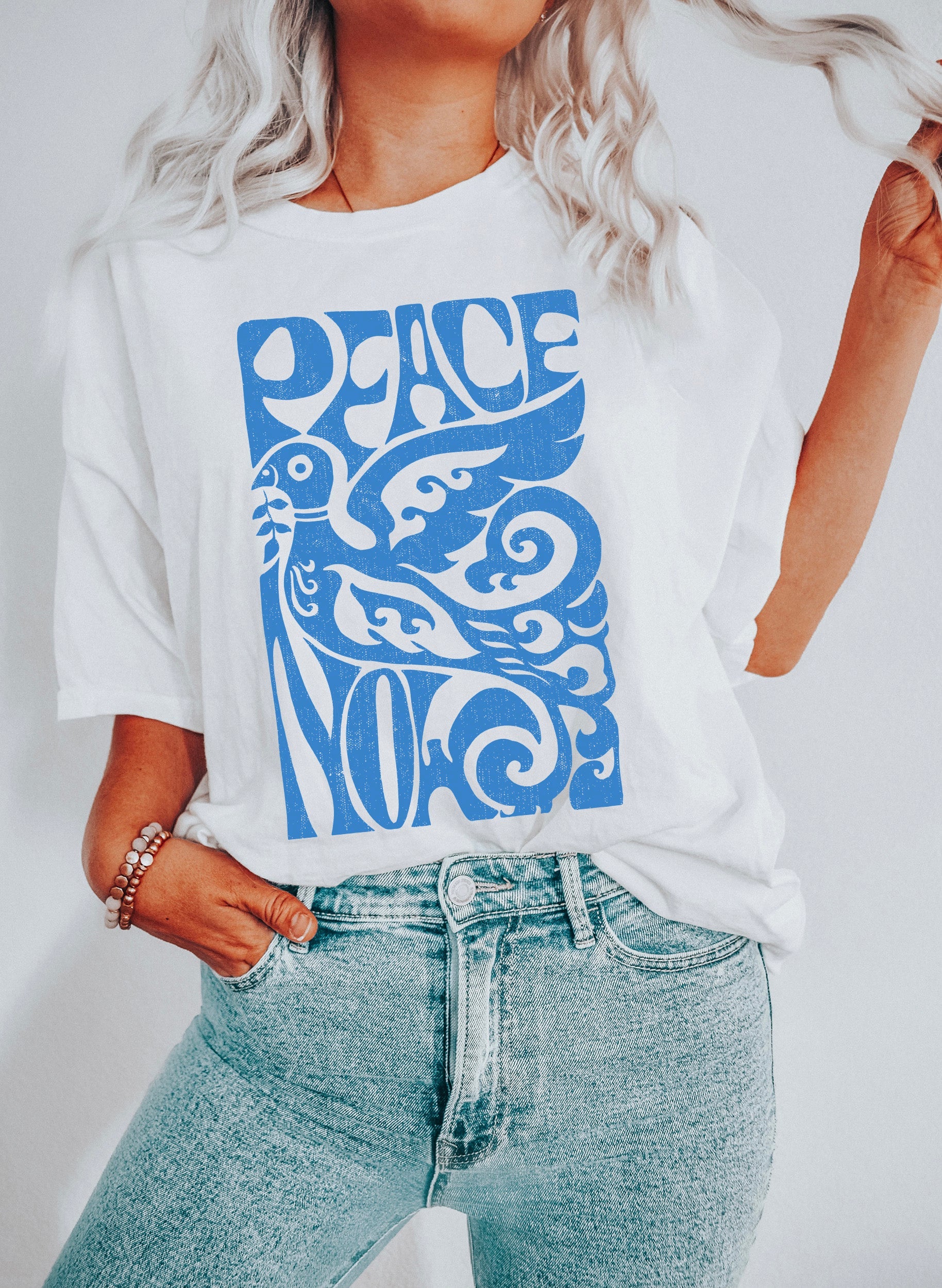 Peace Now Blue Print Comfort Colors Tee