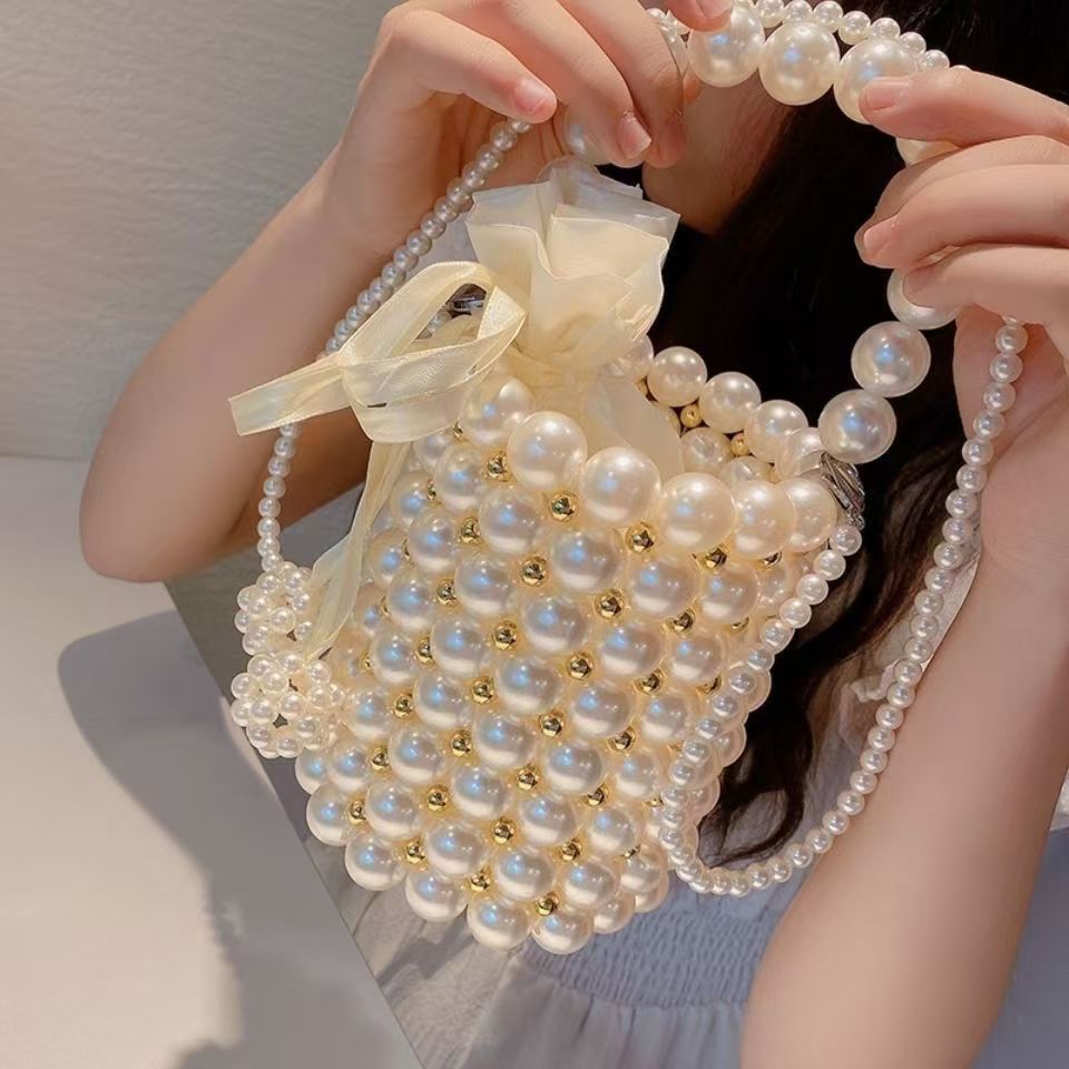 Pearl Bucket Bag | Handmade Beaded Crossbody Bag(MAC364)