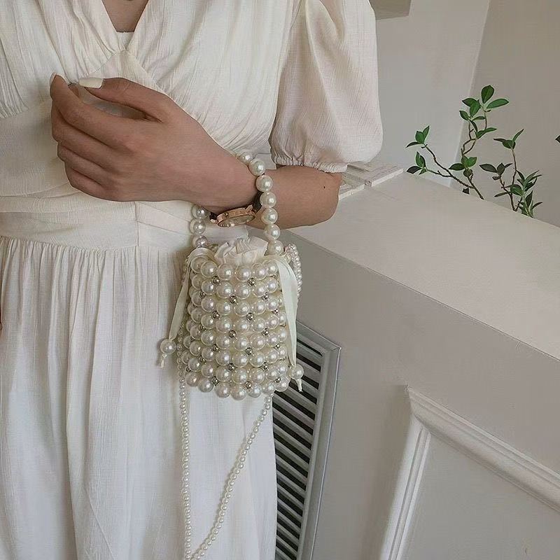 Pearl Bucket Bag | Handmade Beaded Crossbody Bag(MAC364)