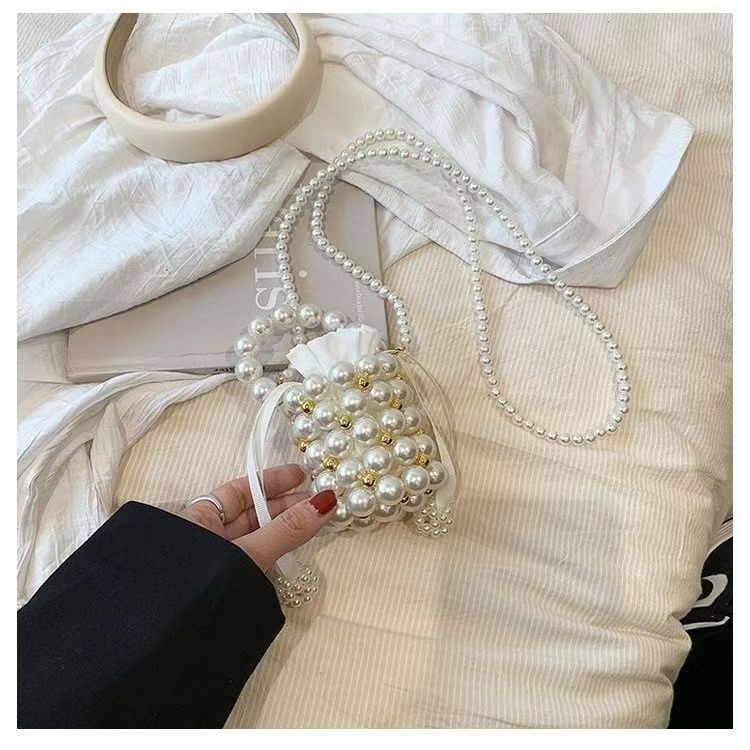 Pearl Bucket Bag | Handmade Beaded Crossbody Bag(MAC364)