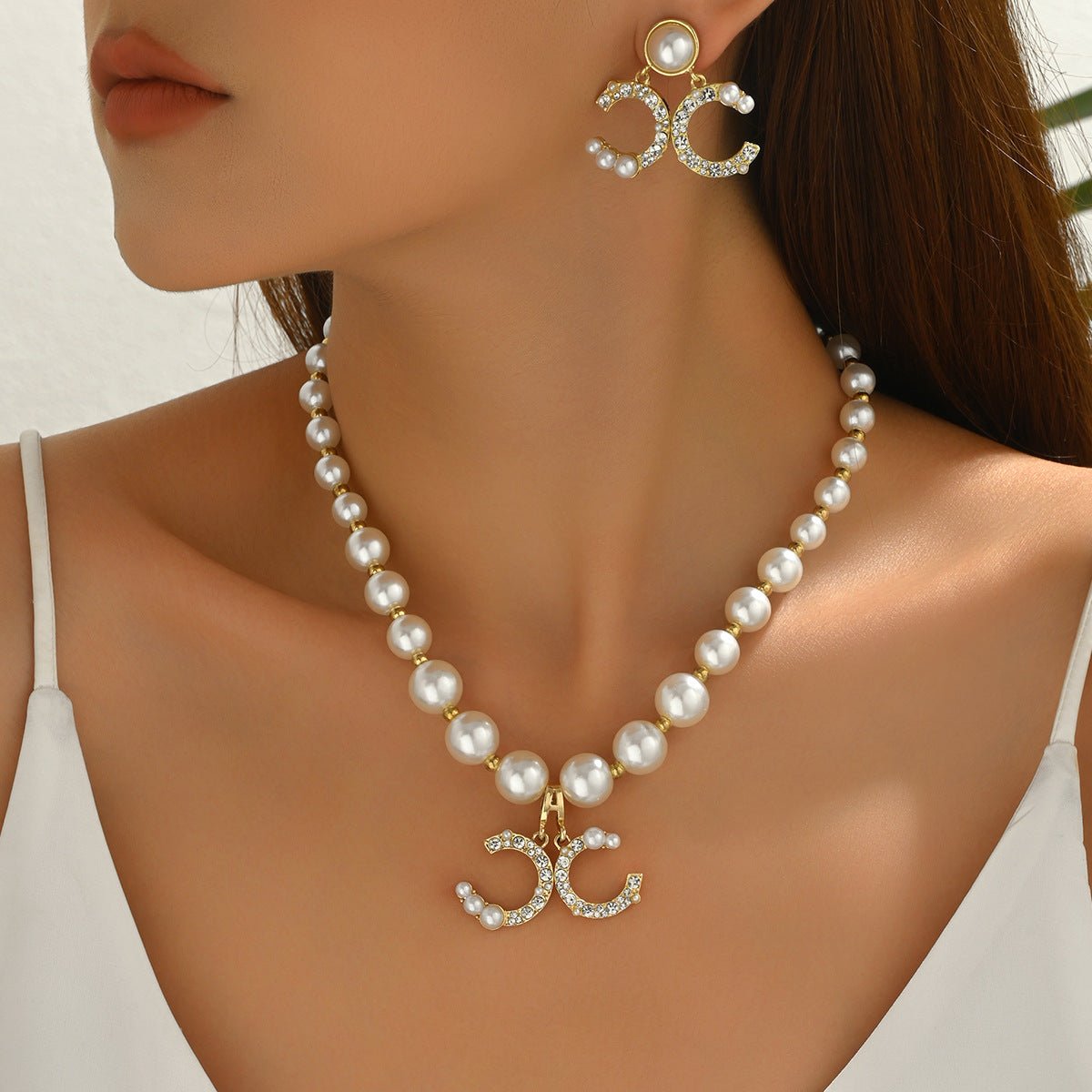 Pearl Necklace & Earring Set Elegant Jewelry Collection (MAC418)