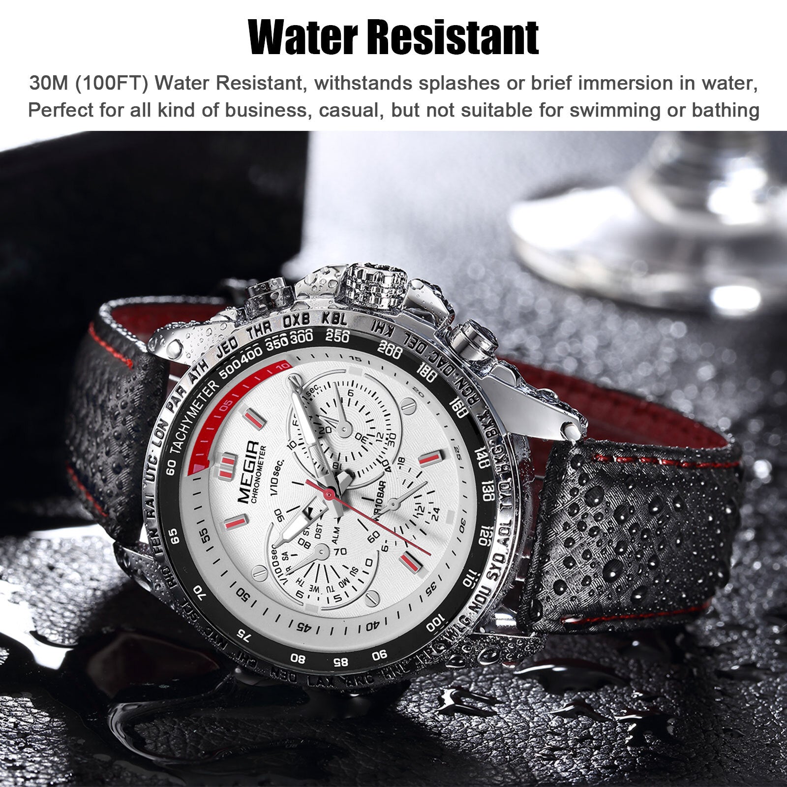 Waterproof Durable MEGIR Men's Stainless Steel Analog Sports Quartz Wrist Watch