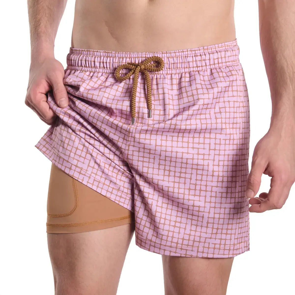 Men’s Premium Compression-Lined Hybrid Shorts – Pixel Break - Rosetide