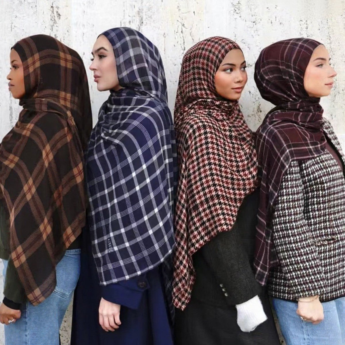 Plaid & Houndstooth Hijab Scarf (MH213)