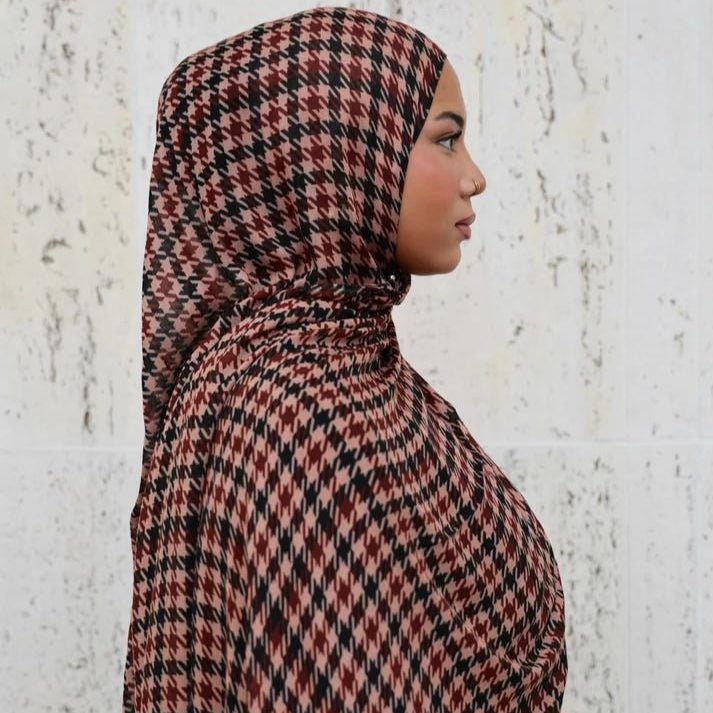 Plaid & Houndstooth Hijab Scarf (MH213)