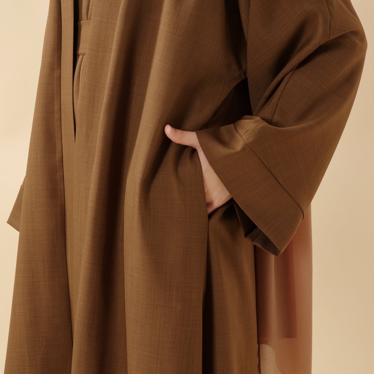 Plain Linen Abaya 3-Piece Set (MOA016)