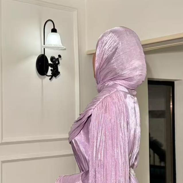 Pleated Cape Sleeve Abaya Maxi Dress(MA430)