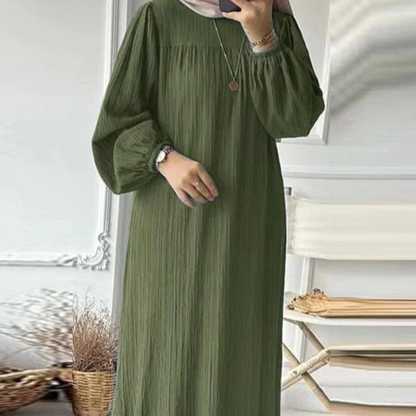 Pleated Ruffled Hem Abaya (MA112)