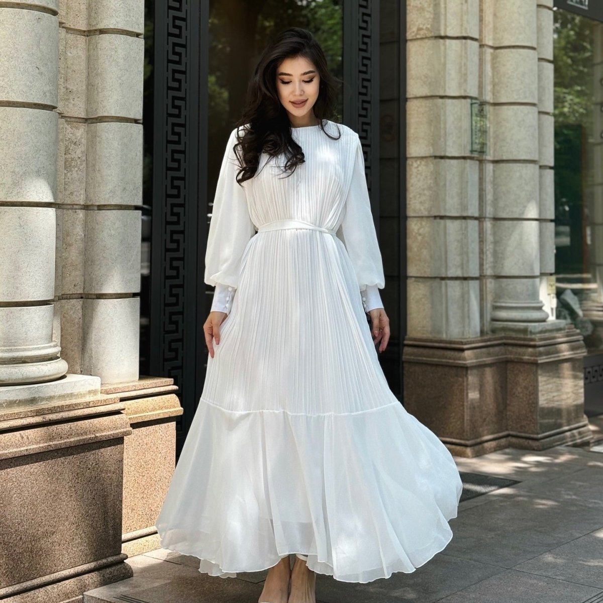 Pleated Tiered Maxi Dress(MS466)