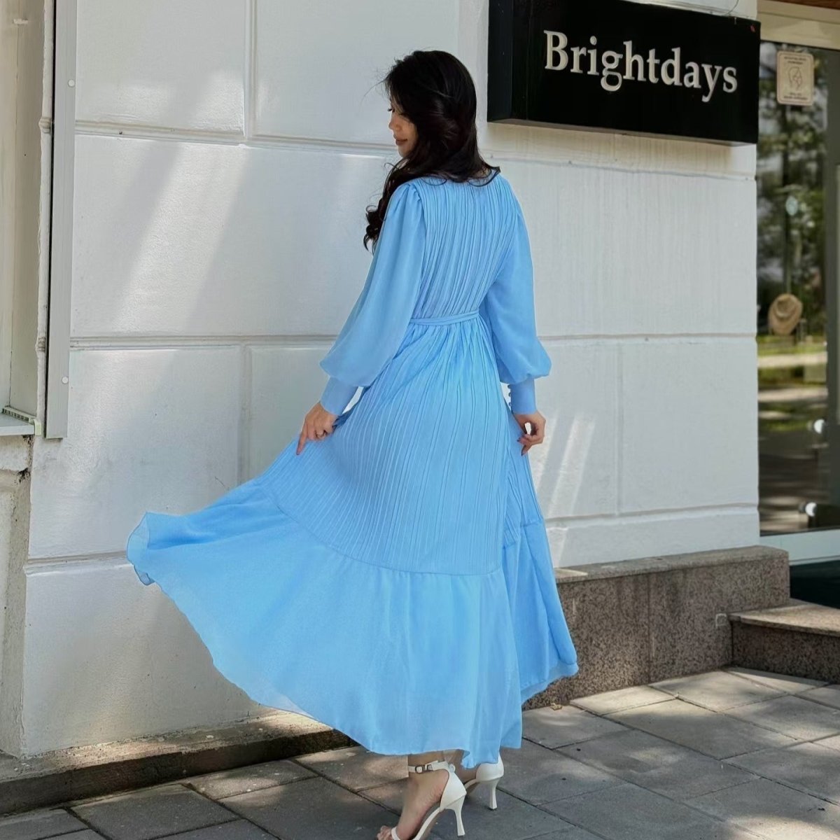 Pleated Tiered Maxi Dress(MS466)