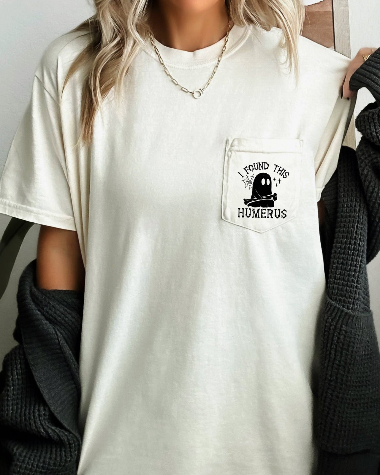 I Found This Humerus Ghost Halloween Pocket Spooky Edition For Halloween Fans Comfort Colors Tee