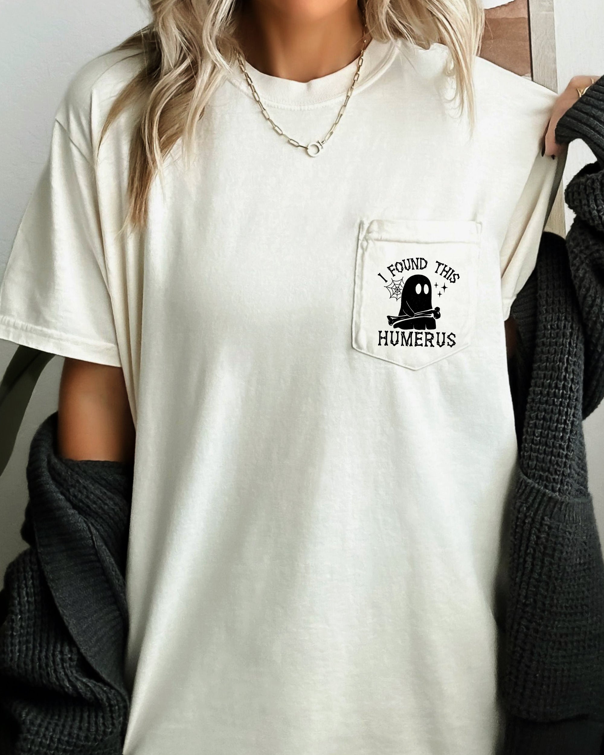 I Found This Humerus Ghost Halloween Pocket Spooky Edition For Halloween Fans Comfort Colors Tee