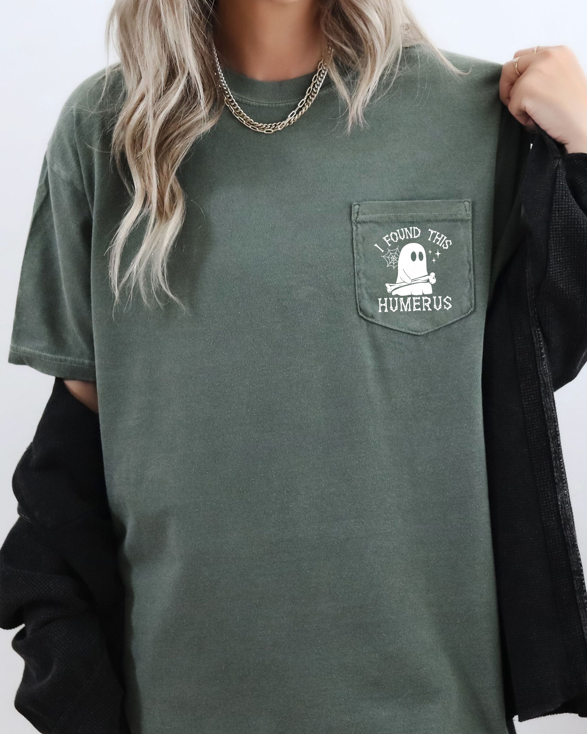 I Found This Humerus Ghost Halloween Pocket Spooky Edition For Halloween Fans Comfort Colors Tee